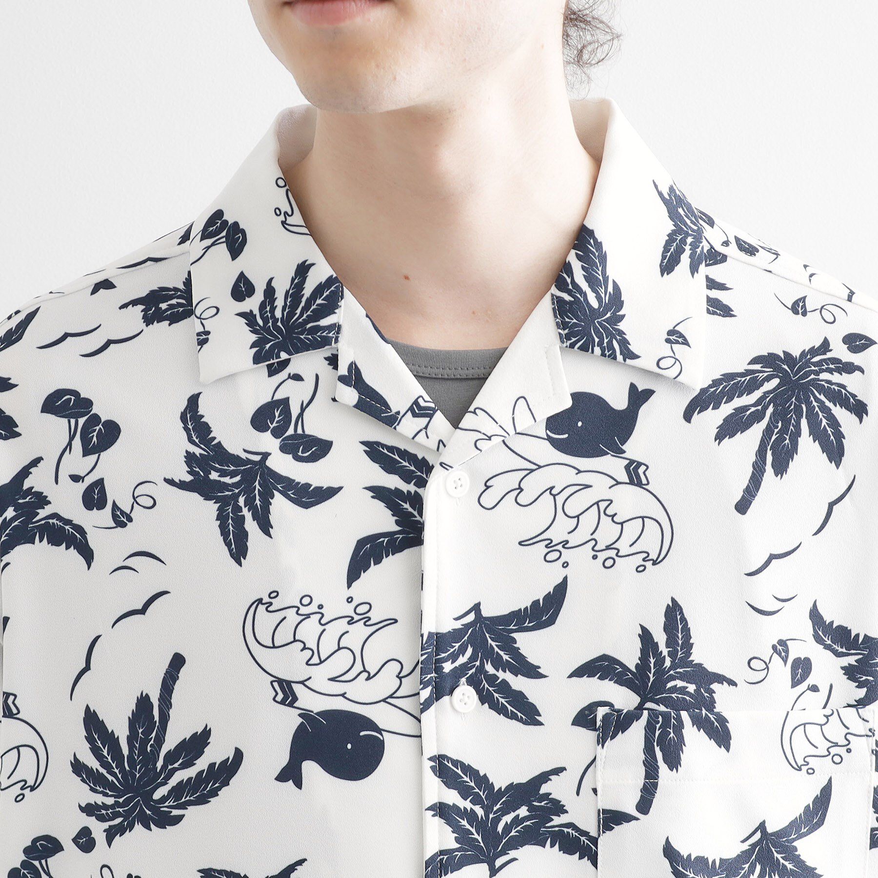 tk.TAKEO KIKUCHI「梨地クジラ柄オープンカラーシャツ」|シャツ・ブラウス|