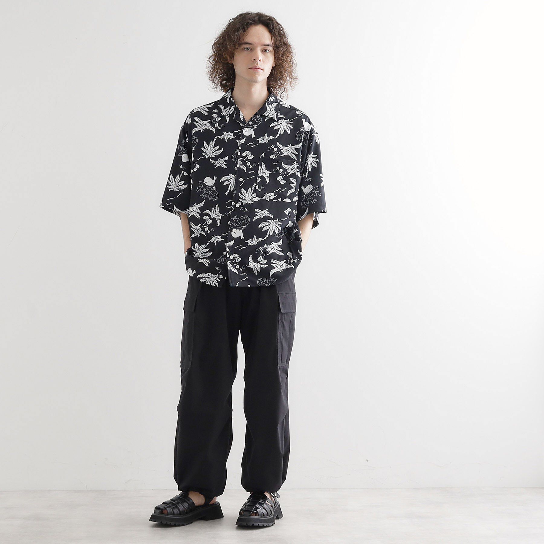 tk.TAKEO KIKUCHI「梨地クジラ柄オープンカラーシャツ」|シャツ・ブラウス|