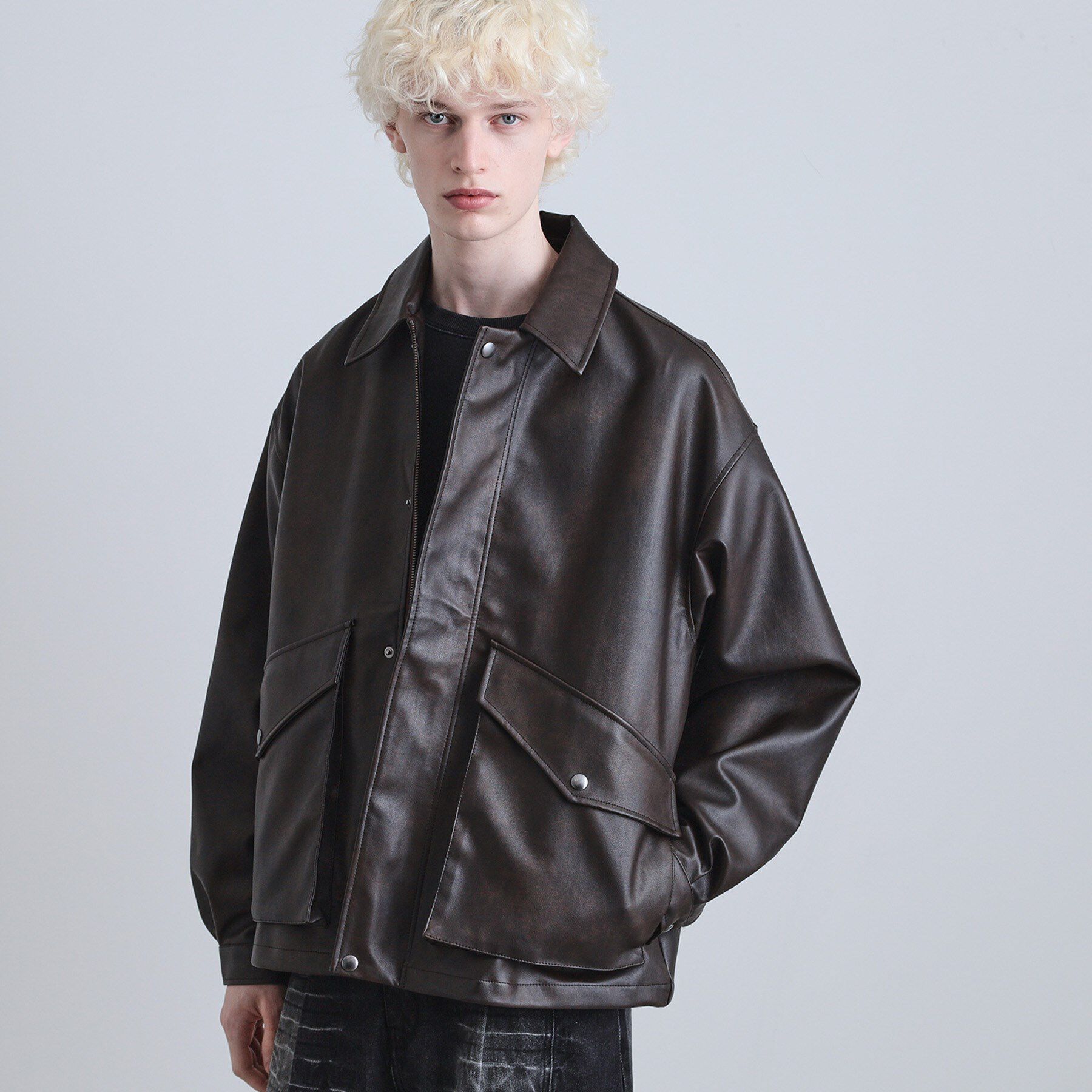 tk.TAKEO KIKUCHI「シンセティックレザーフライトジャケット」|ブルゾン・スタジャン|