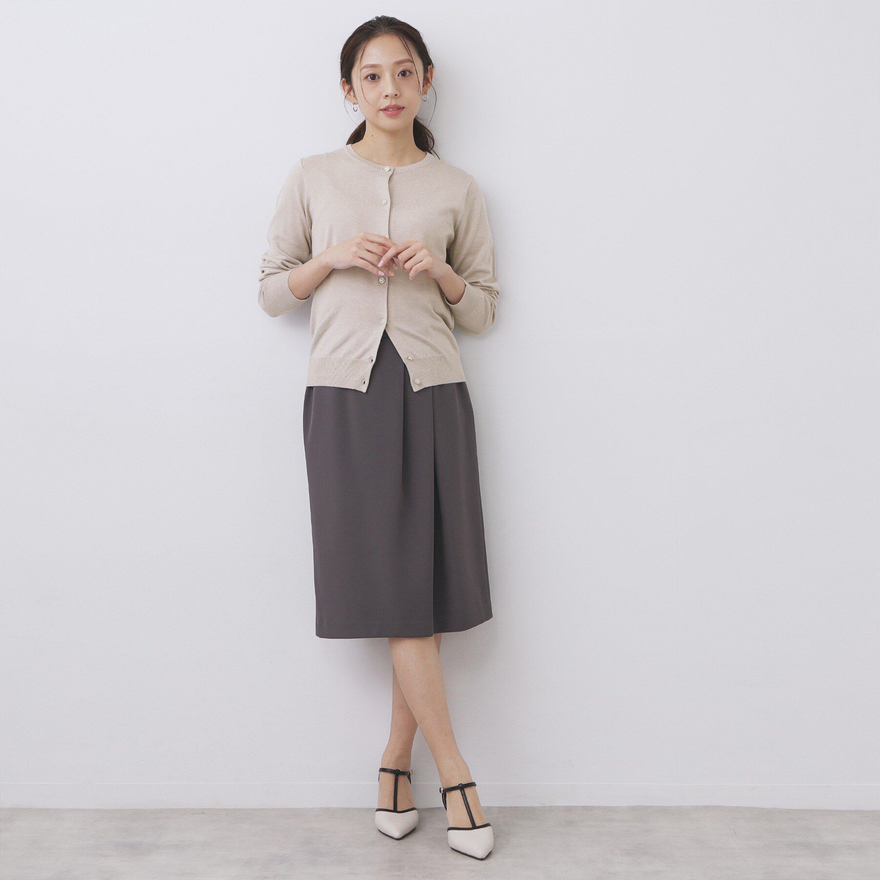 index「柄編みクルーネックカーディガン【洗濯機OK】」|カーディガン|