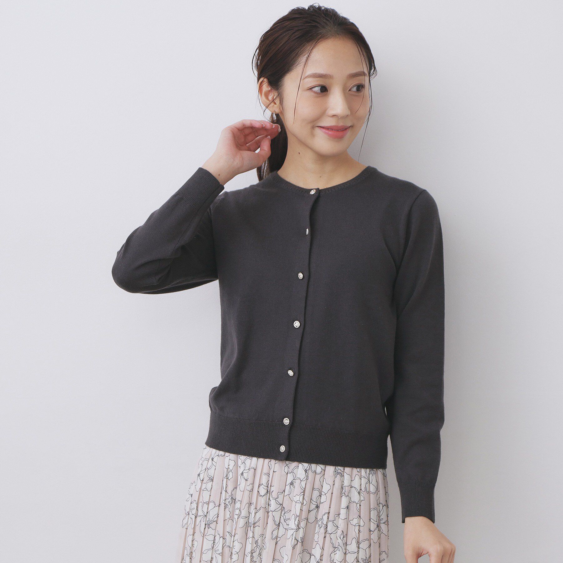 index「柄編みクルーネックカーディガン【洗濯機OK】」|カーディガン|