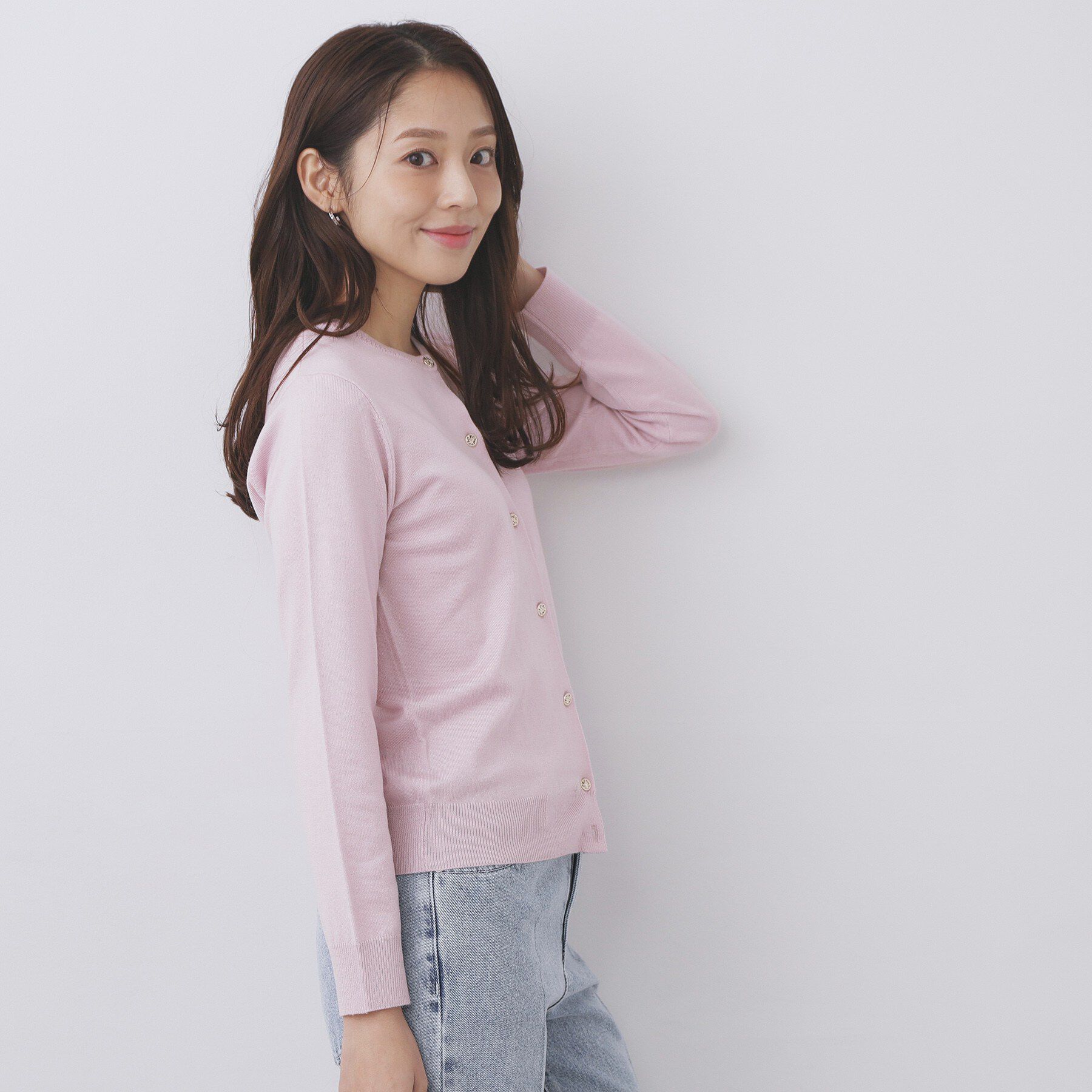 index「柄編みクルーネックカーディガン【洗濯機OK】」|カーディガン|