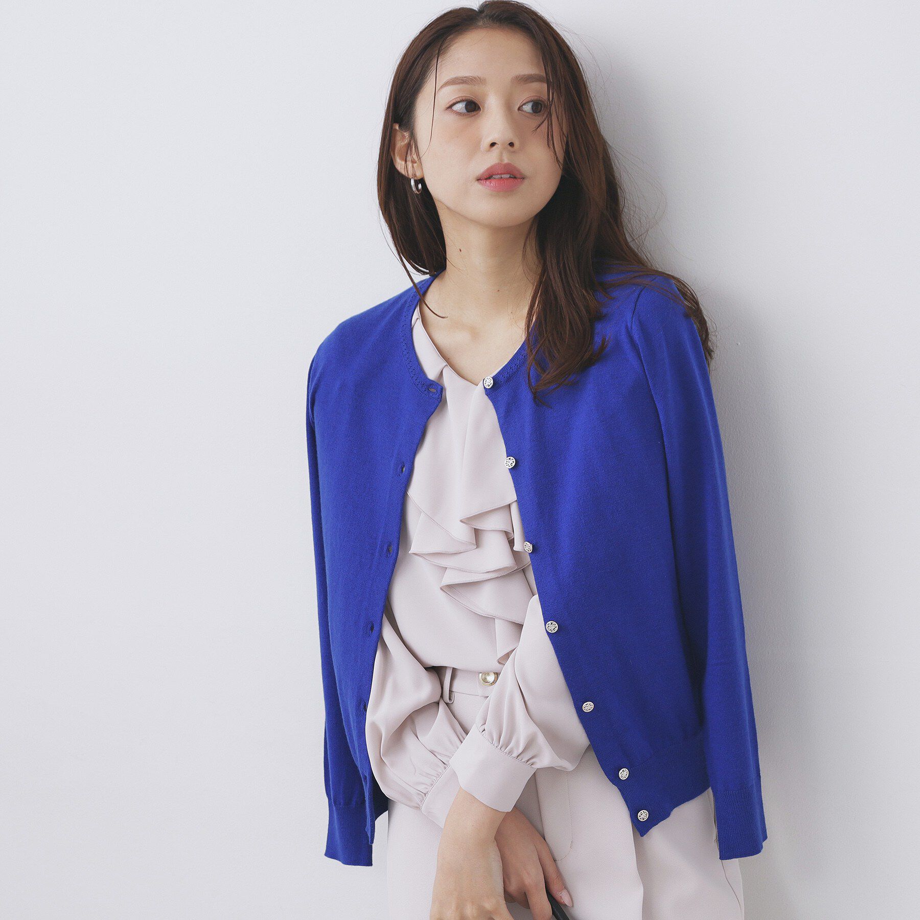 index「柄編みクルーネックカーディガン【洗濯機OK】」|カーディガン|