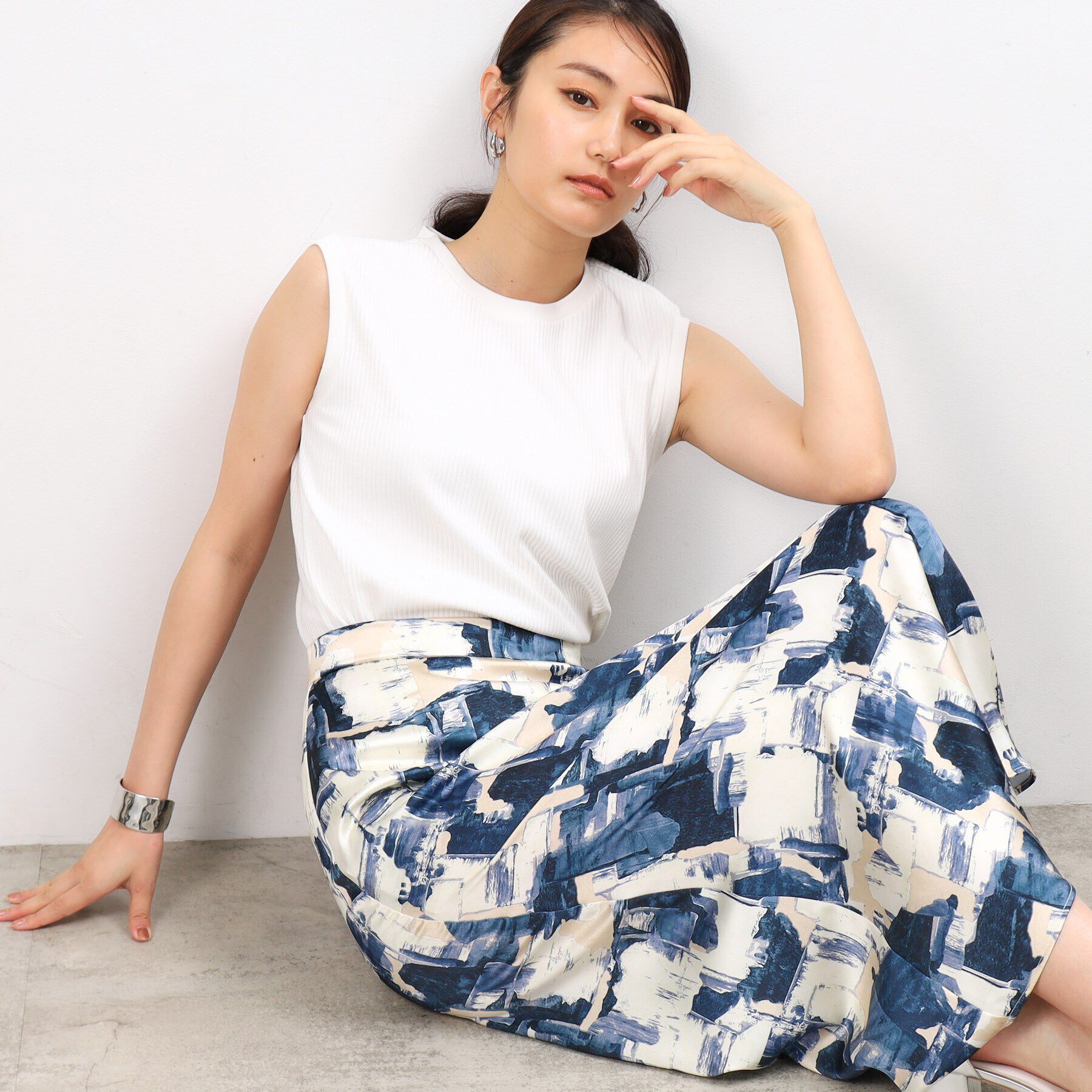 OPAQUE.CLIP「《Oggi掲載》リブノースリーブカットソー【洗濯機洗い可】」|Tシャツ・カットソー|ホワイト(001)