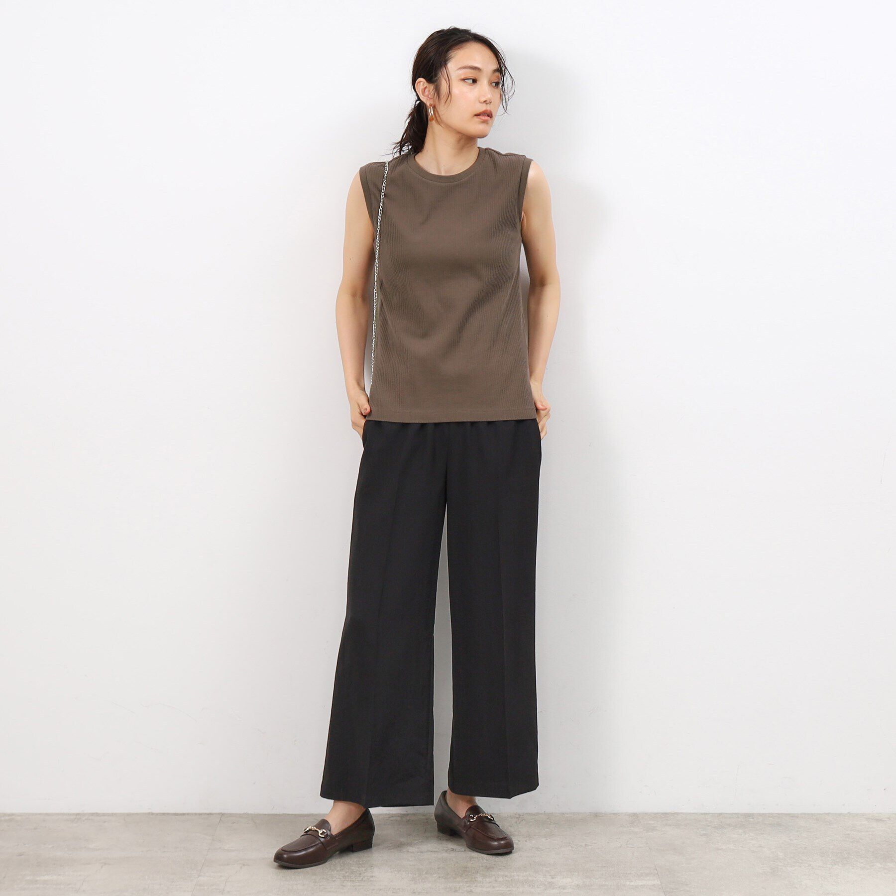 OPAQUE.CLIP「《Oggi掲載》リブノースリーブカットソー【洗濯機洗い可】」|Tシャツ・カットソー|