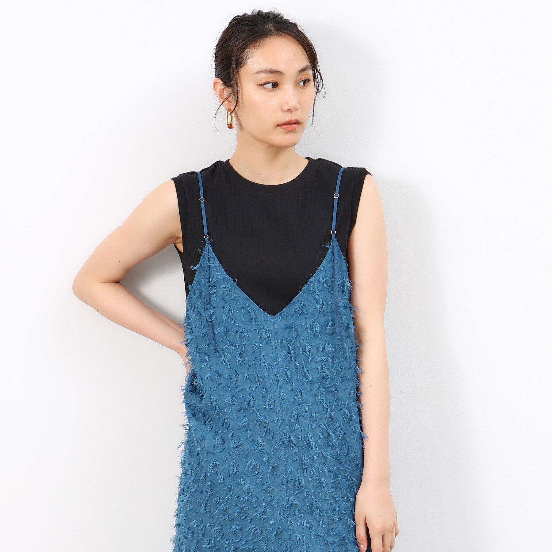 OPAQUE.CLIP「《Oggi掲載》リブノースリーブカットソー【洗濯機洗い可】」|Tシャツ・カットソー|ブラック(019)