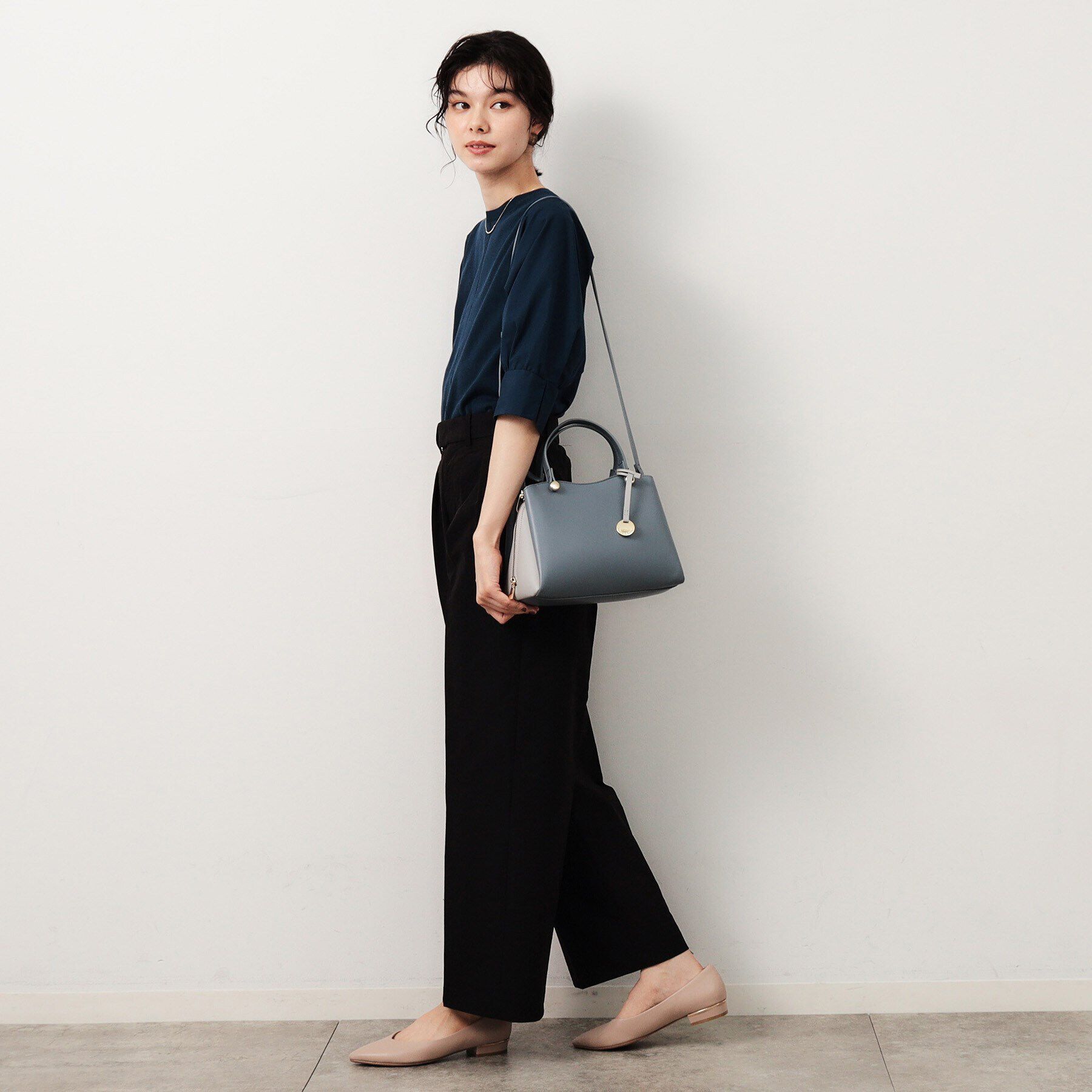 OPAQUE.CLIP「【2WAY】スムース合皮バイカラーミドルボストンバッグ」|ボストンバッグ|