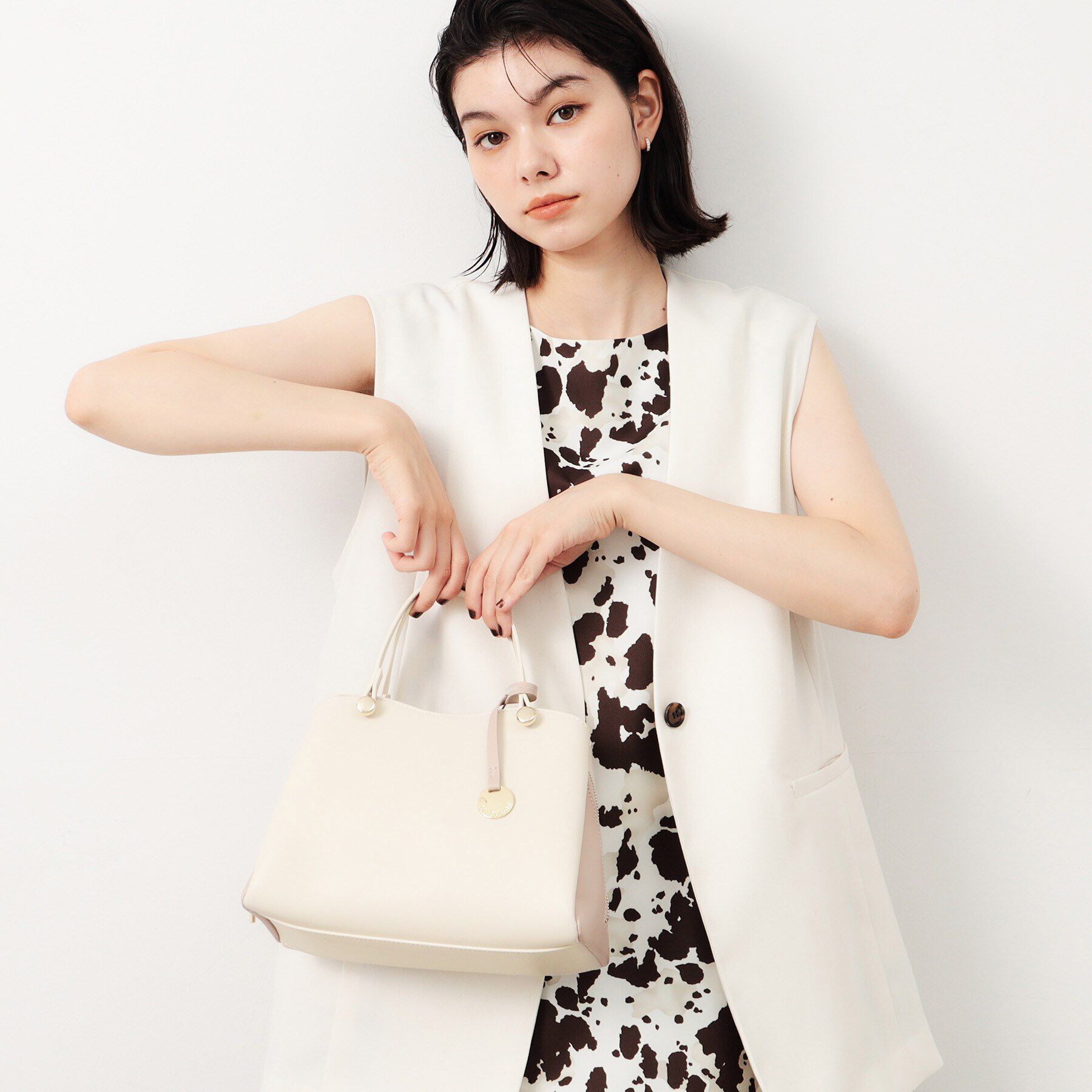 OPAQUE.CLIP「【2WAY】スムース合皮バイカラーミドルボストンバッグ」|ボストンバッグ|