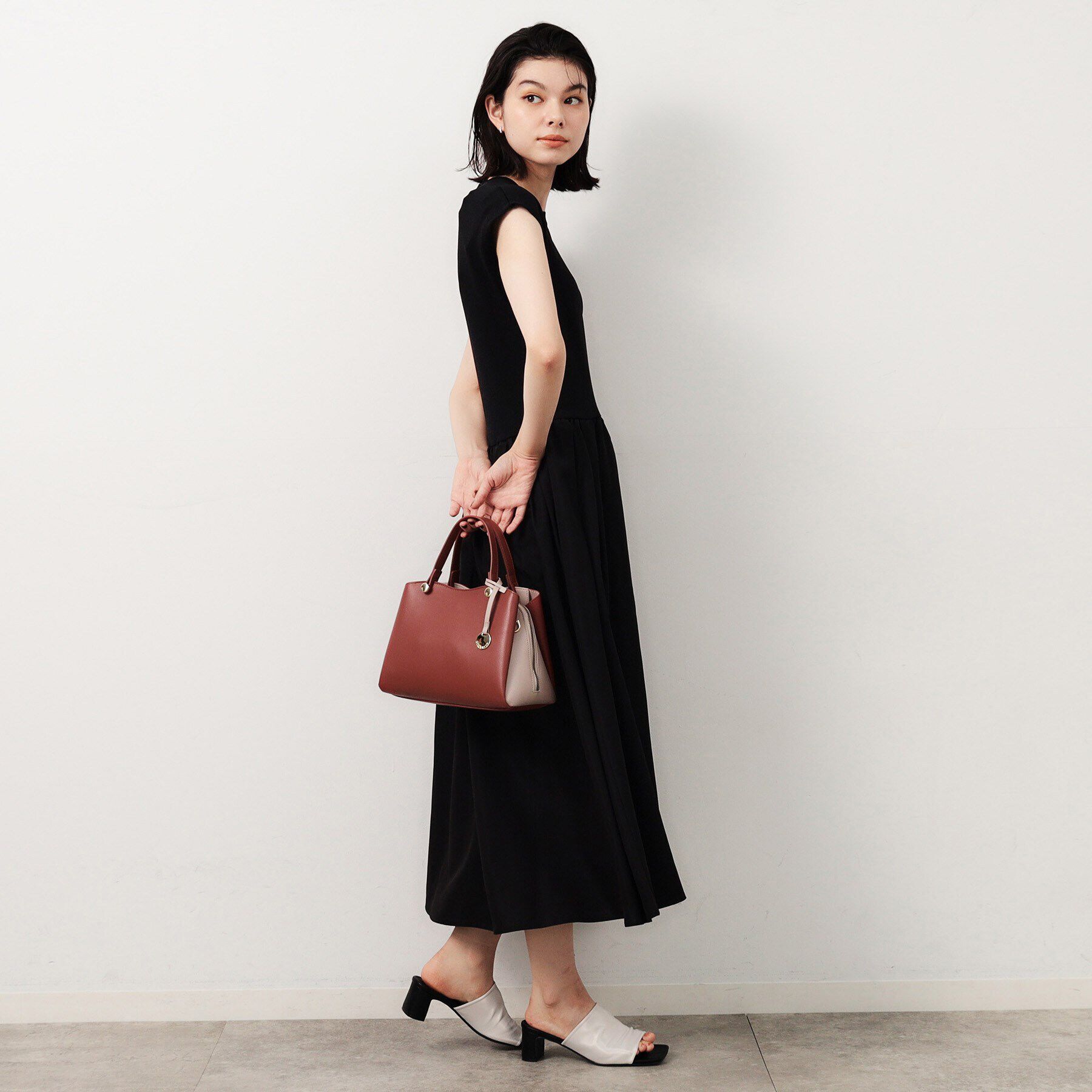 OPAQUE.CLIP「【2WAY】スムース合皮バイカラーミドルボストンバッグ」|ボストンバッグ|