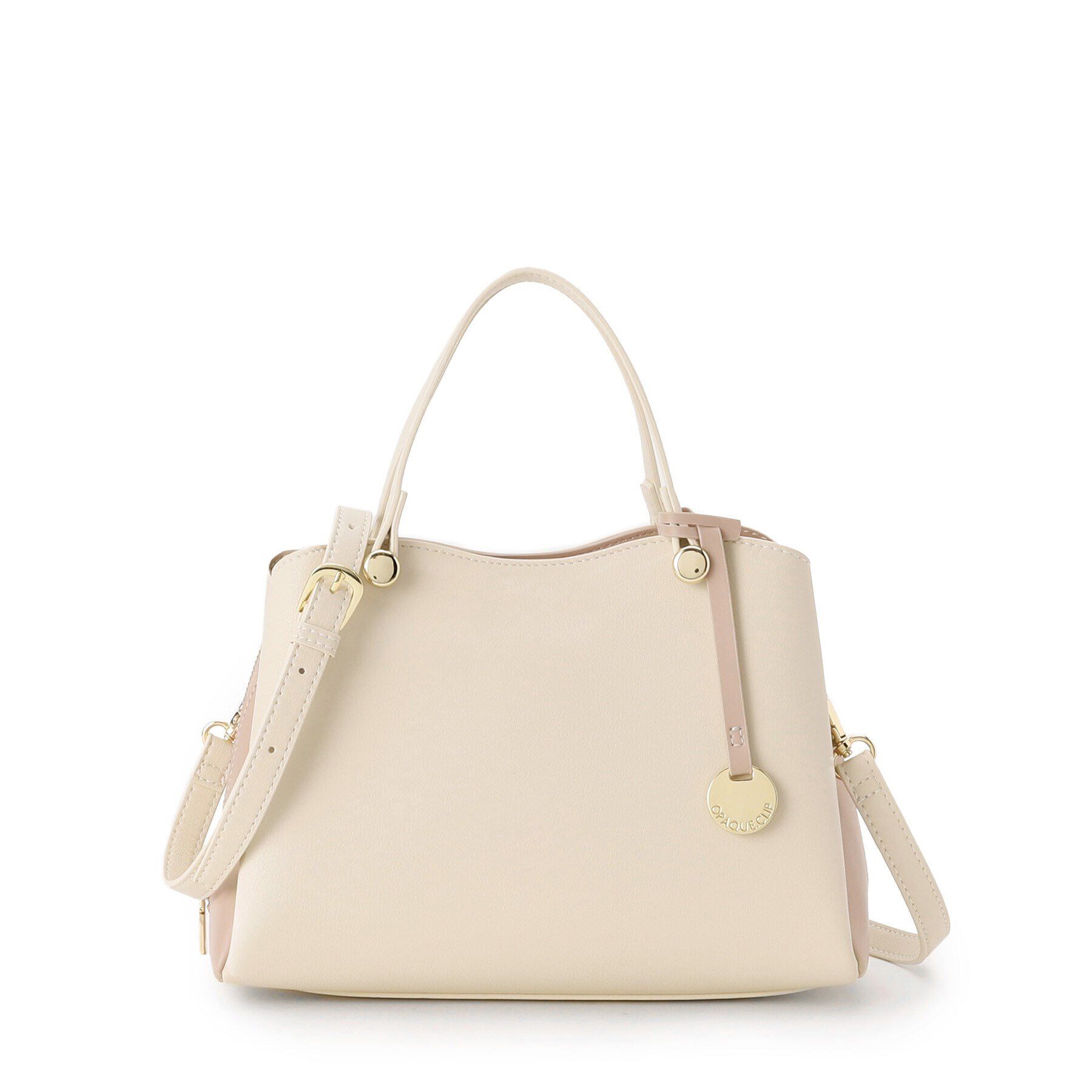 OPAQUE.CLIP「【2WAY】スムース合皮バイカラーミドルボストンバッグ」|ボストンバッグ|オフホワイト(803