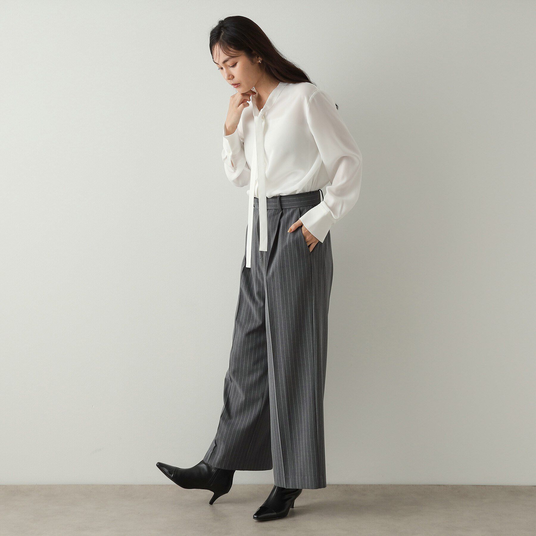 OPAQUE.CLIP「《美人百花掲載》ボウタイジョーゼットブラウス【洗濯機洗い可】」|シャツ・ブラウス|