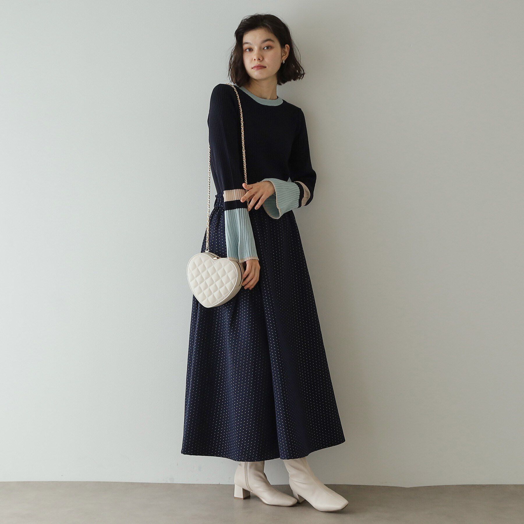 OPAQUE.CLIP「《Oggi掲載》配色フレアースリーブニット【洗濯機洗い可】」|ニット・セーター|