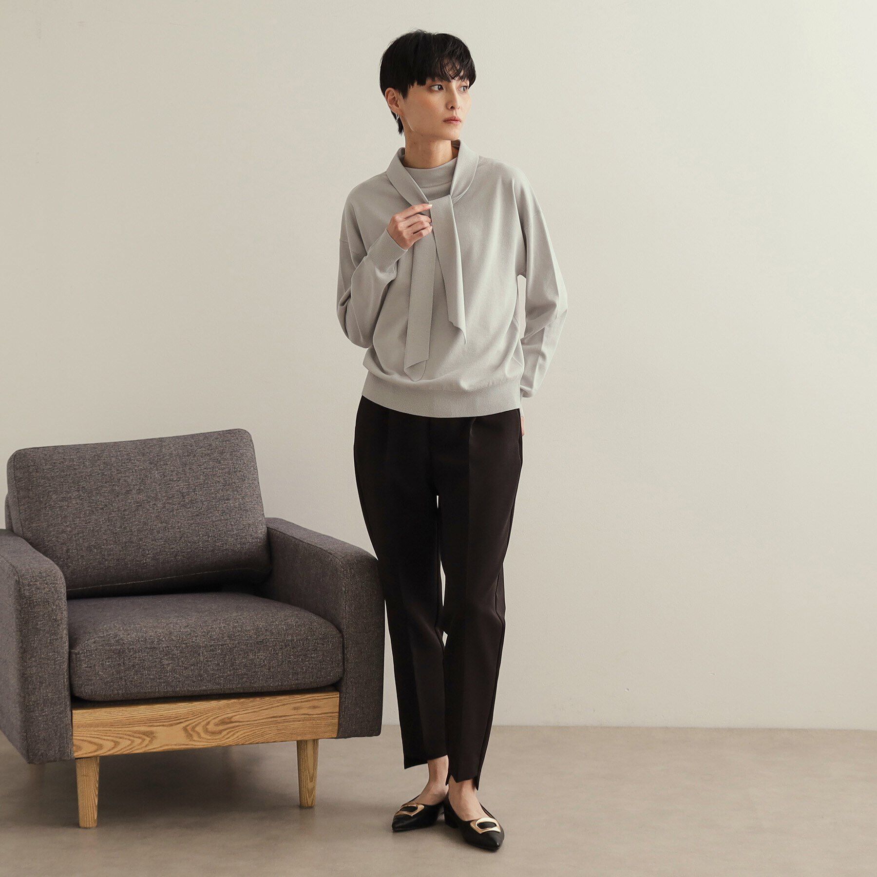 OPAQUE.CLIP「ボウタイニット【洗濯洗い可/抗ピル】」|ニット・セーター|