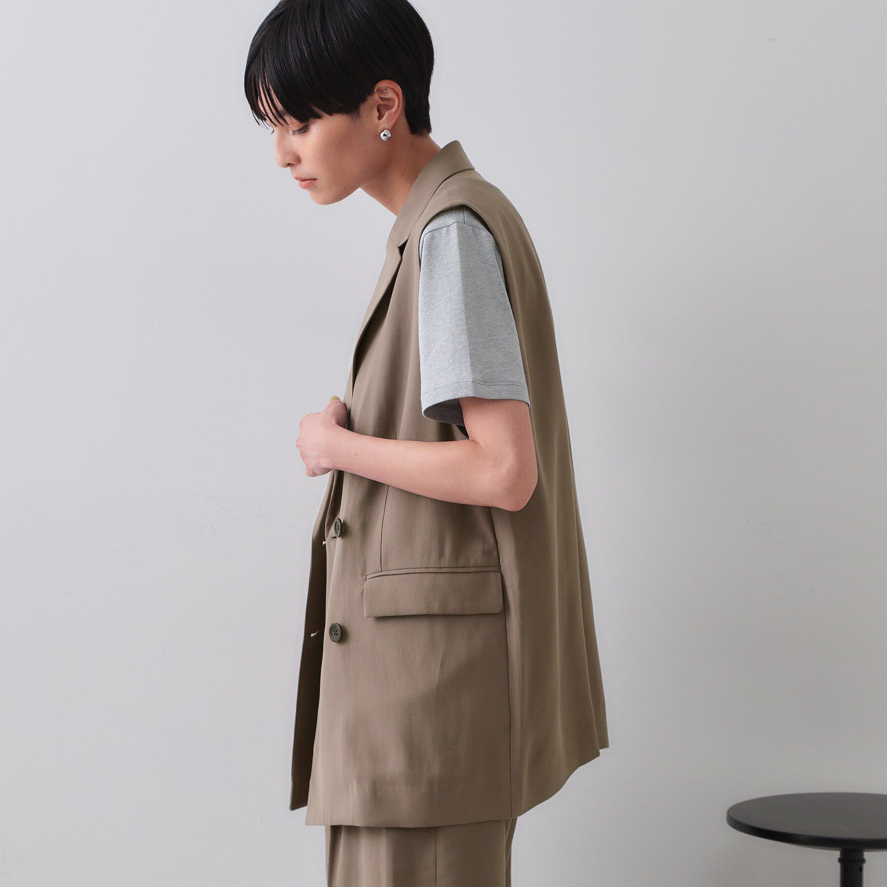 OPAQUE.CLIP「《美人百花掲載》テーラードジレ/セットアップ対応【洗える】」|ベスト・ジレ|