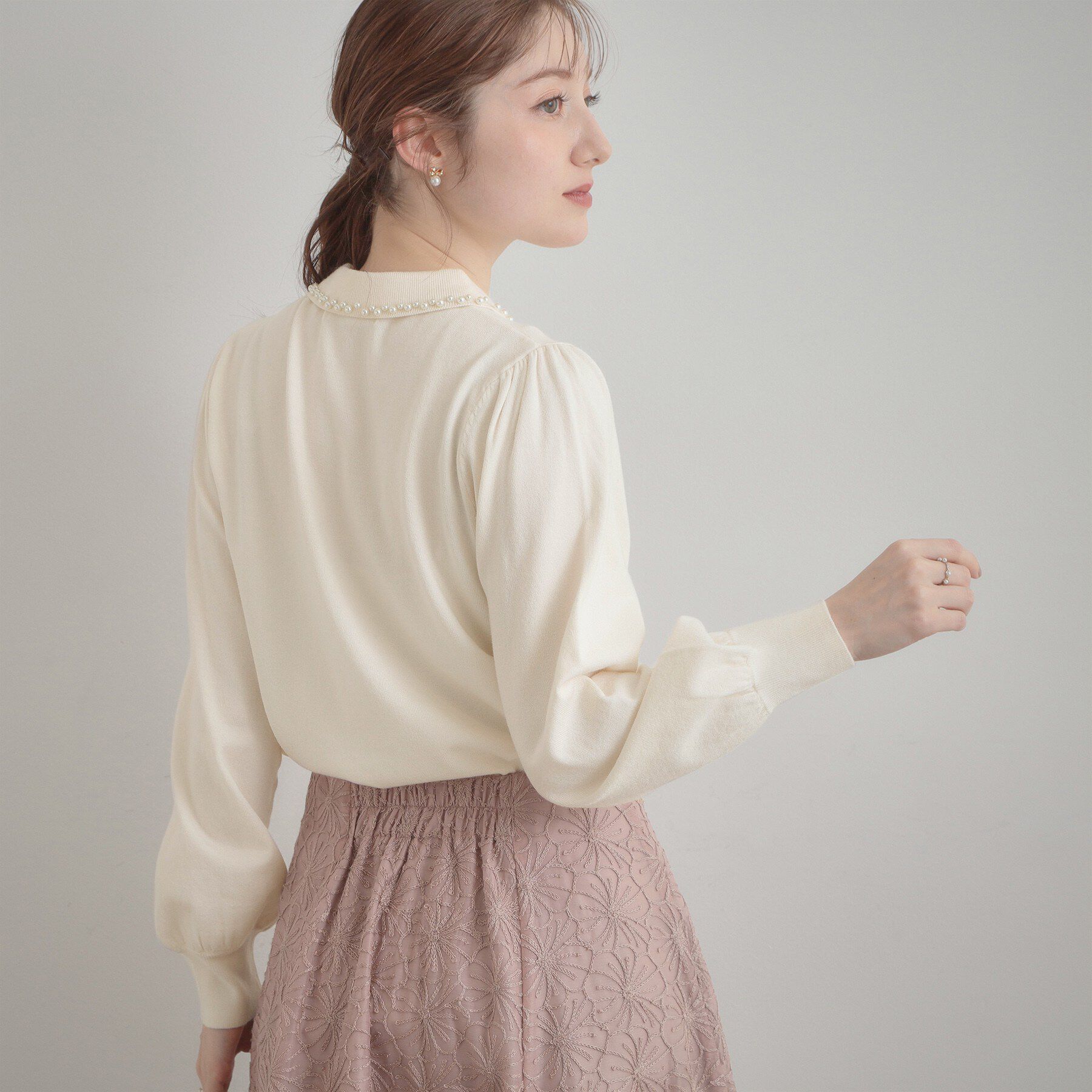 Couture broach「【洗える・着映え】パール調衿ニット」|ニット・セーター|