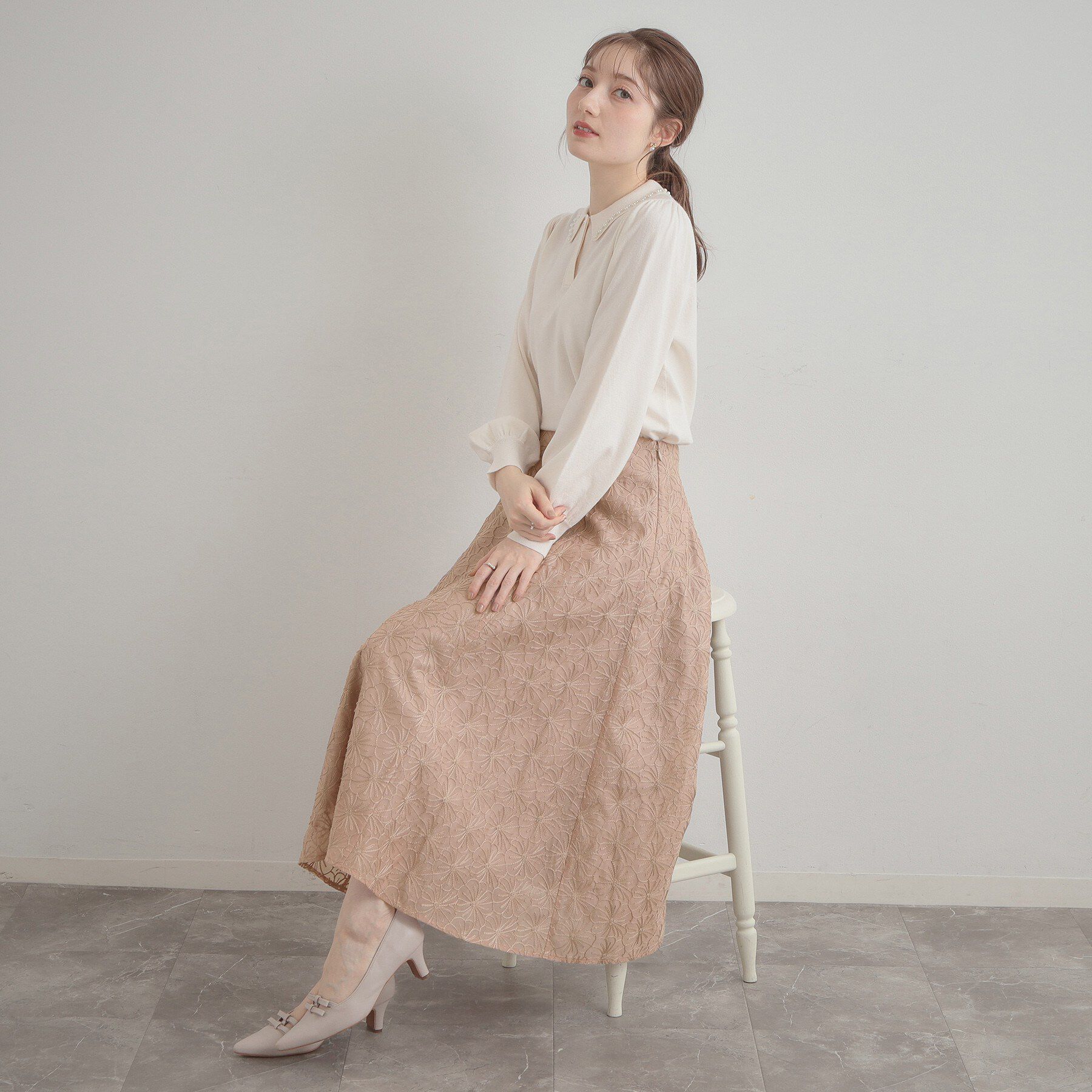 Couture broach「【洗える・着映え・通勤】フラワーエンブロスカート」|スカート|