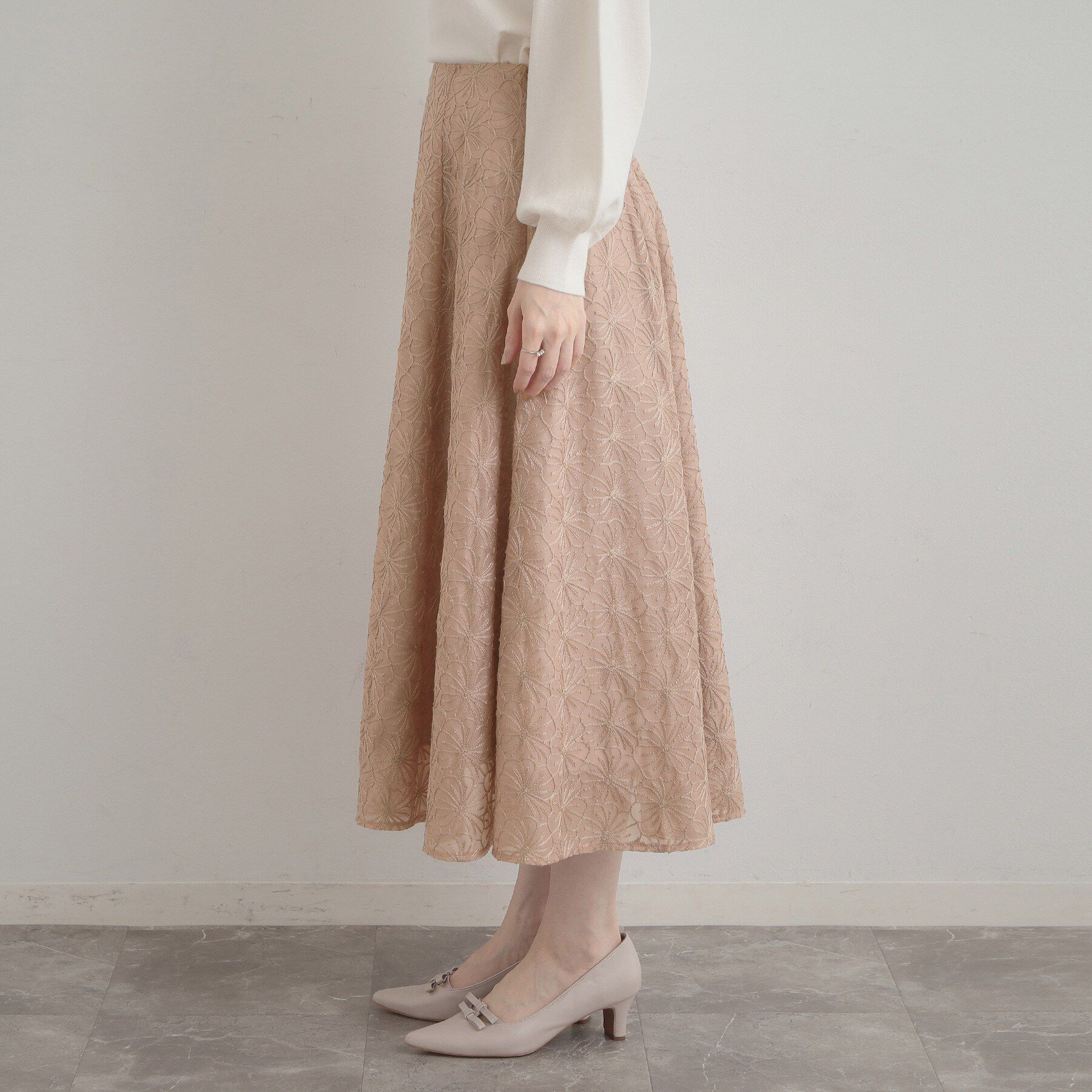 Couture broach「【洗える・着映え・通勤】フラワーエンブロスカート」|スカート|