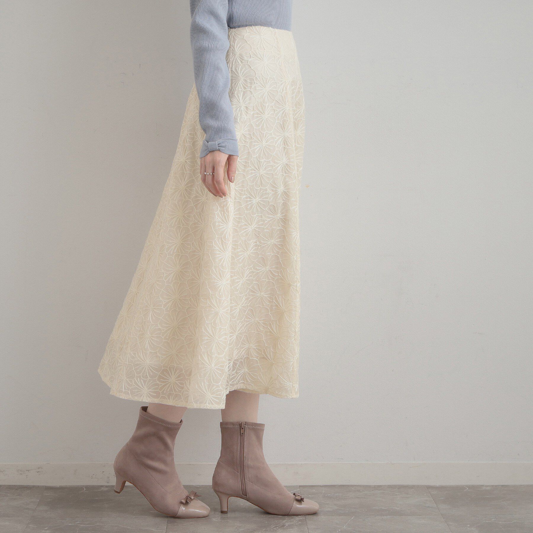 Couture broach「【洗える・着映え・通勤】フラワーエンブロスカート」|スカート|