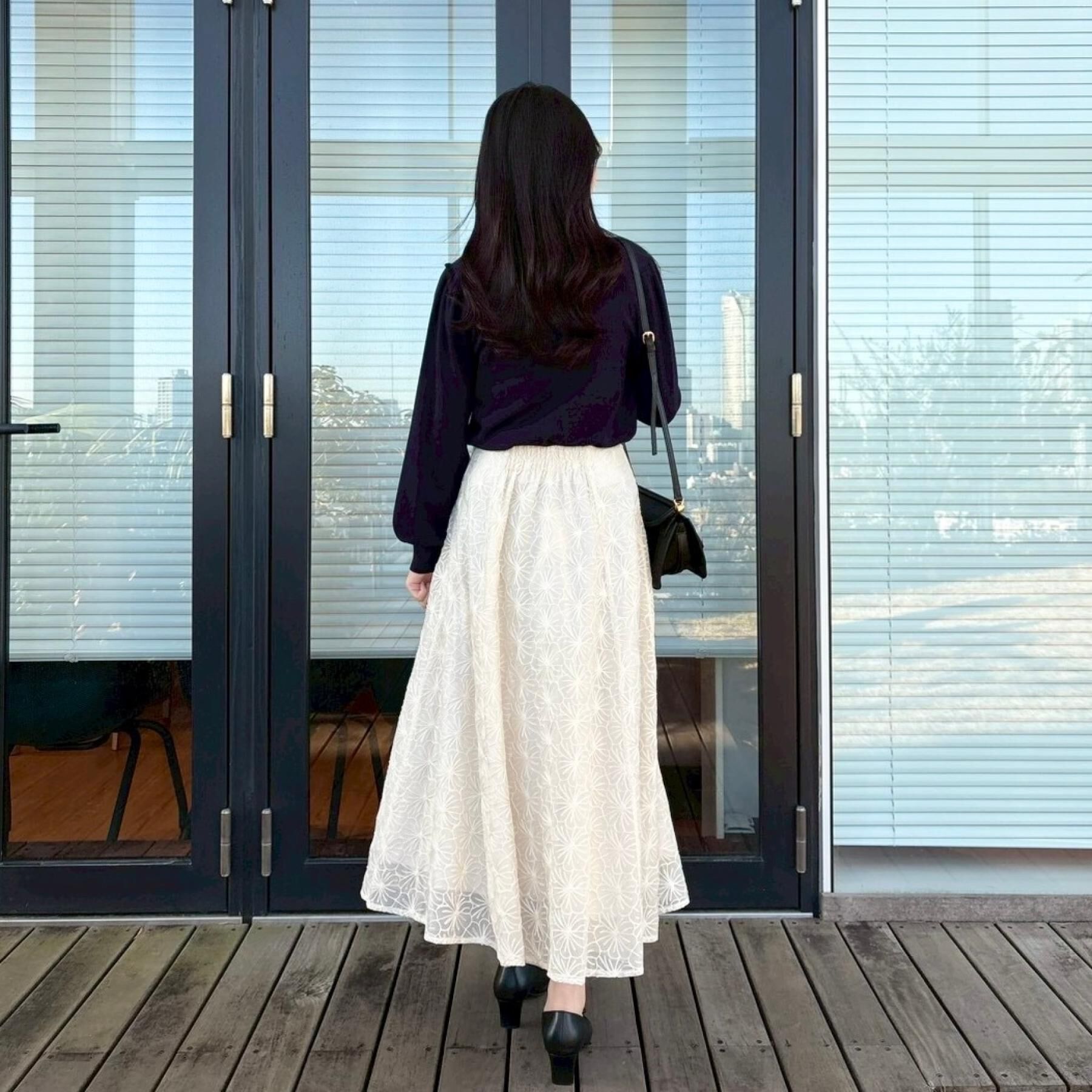 Couture broach「【洗える・着映え・通勤】フラワーエンブロスカート」|スカート|