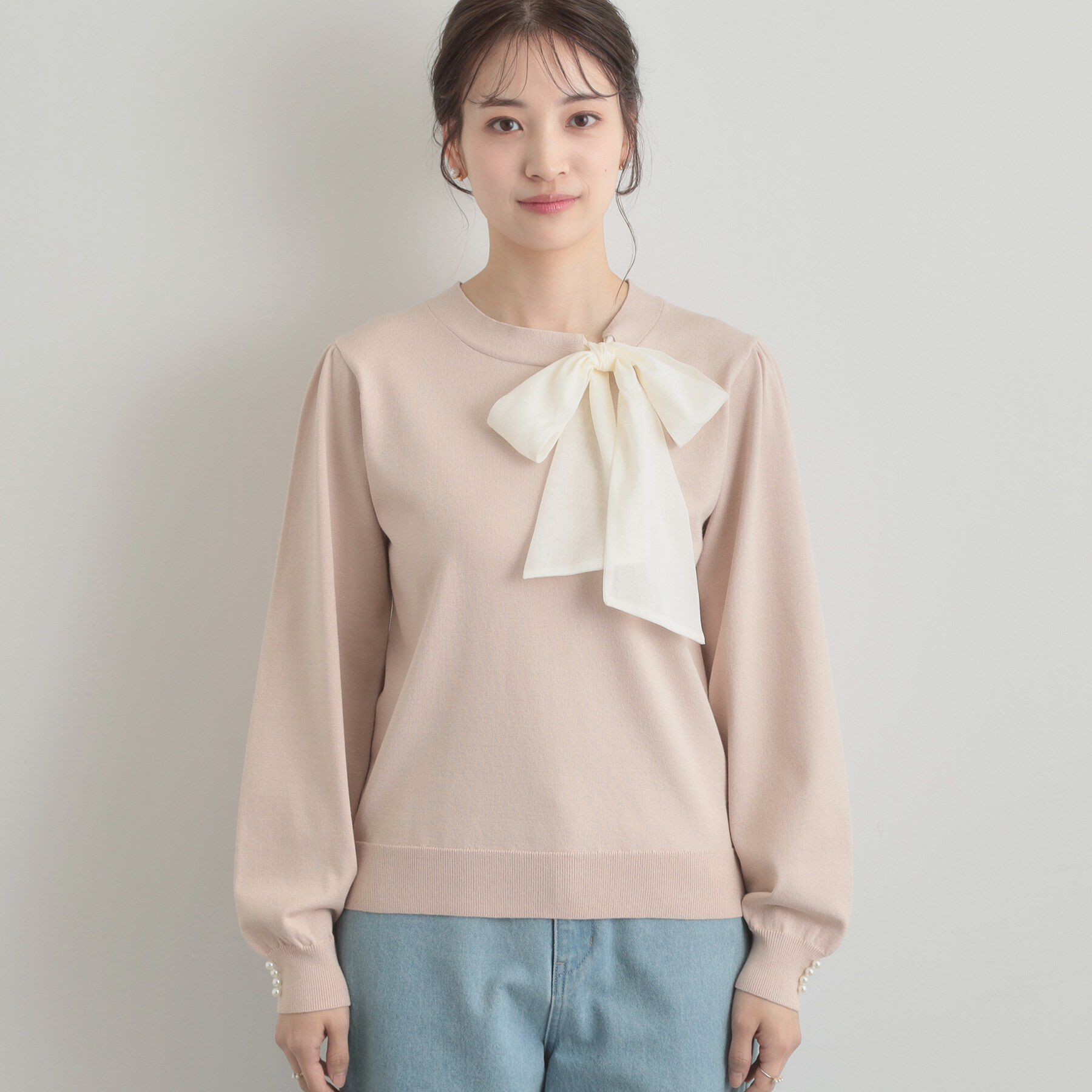 Couture broach「【洗える・着映え】オーガンジーリボンタイ ニット」|ニット・セーター|