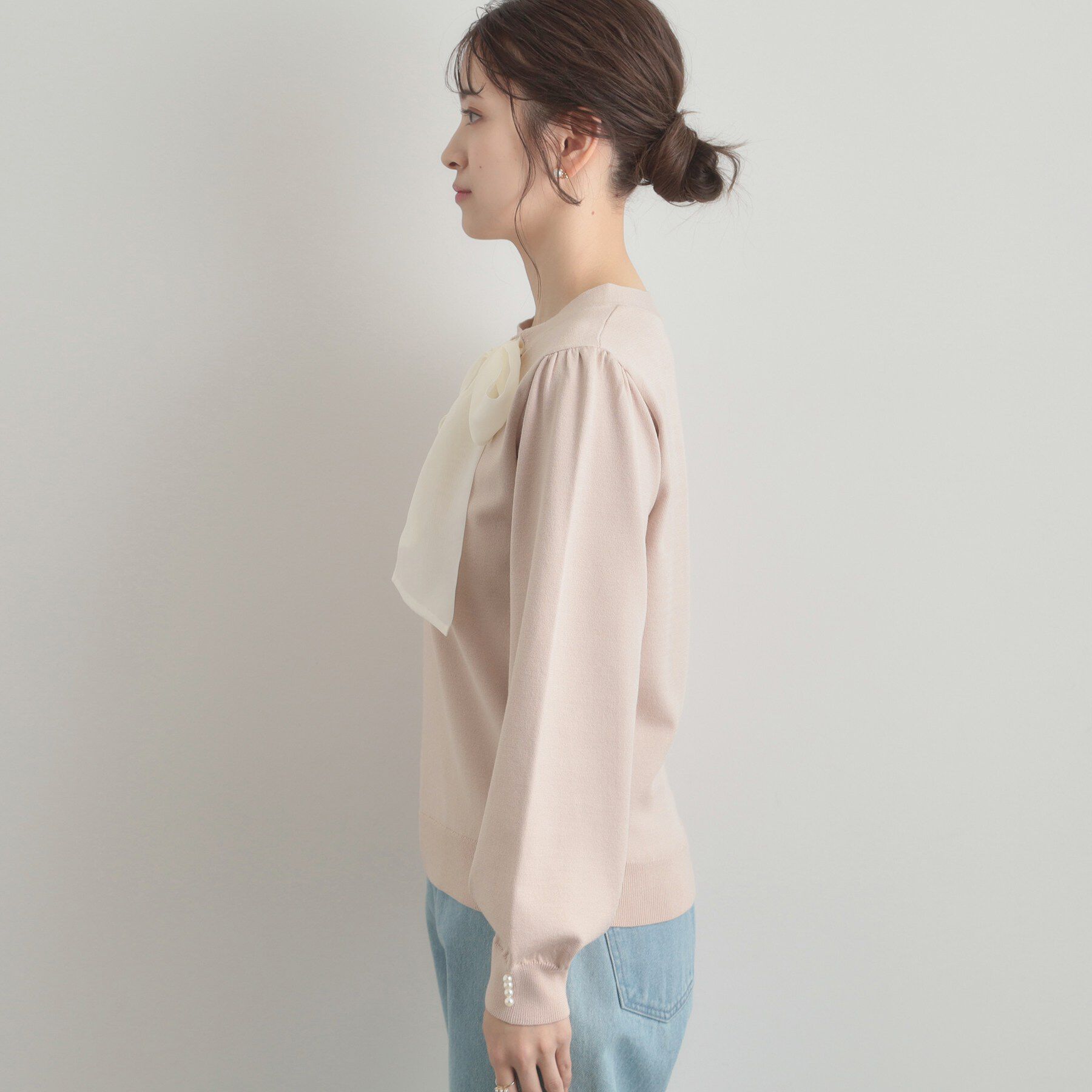 Couture broach「【洗える・着映え】オーガンジーリボンタイ ニット」|ニット・セーター|