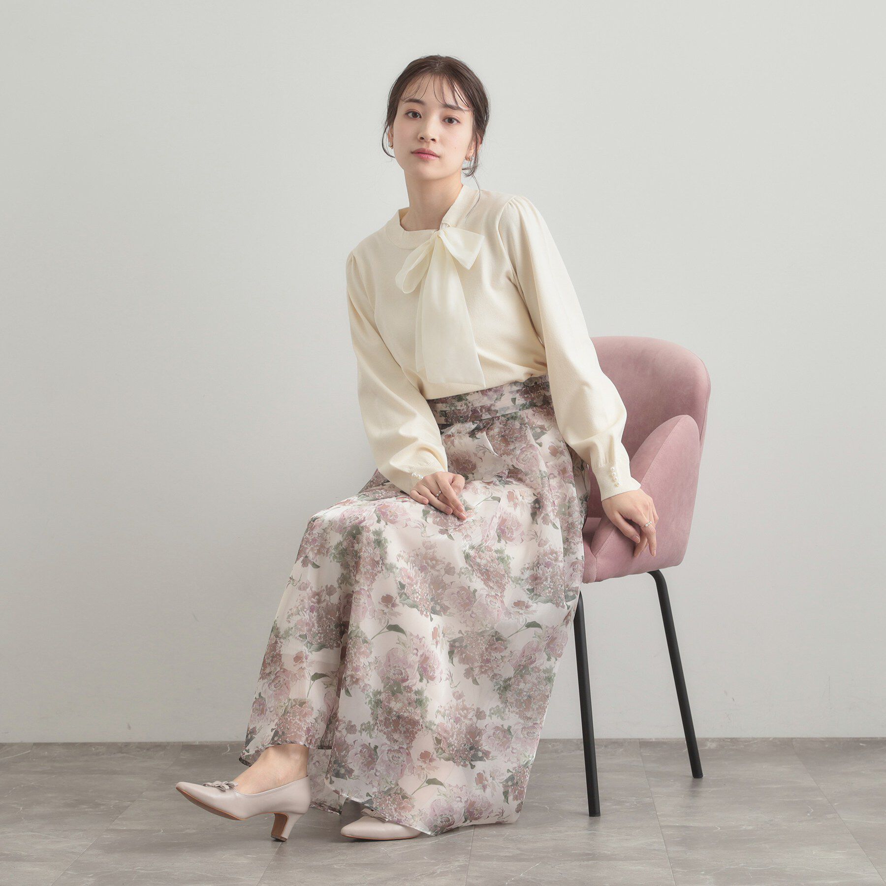 Couture broach「【洗える・着映え】オーガンジーリボンタイ ニット」|ニット・セーター|