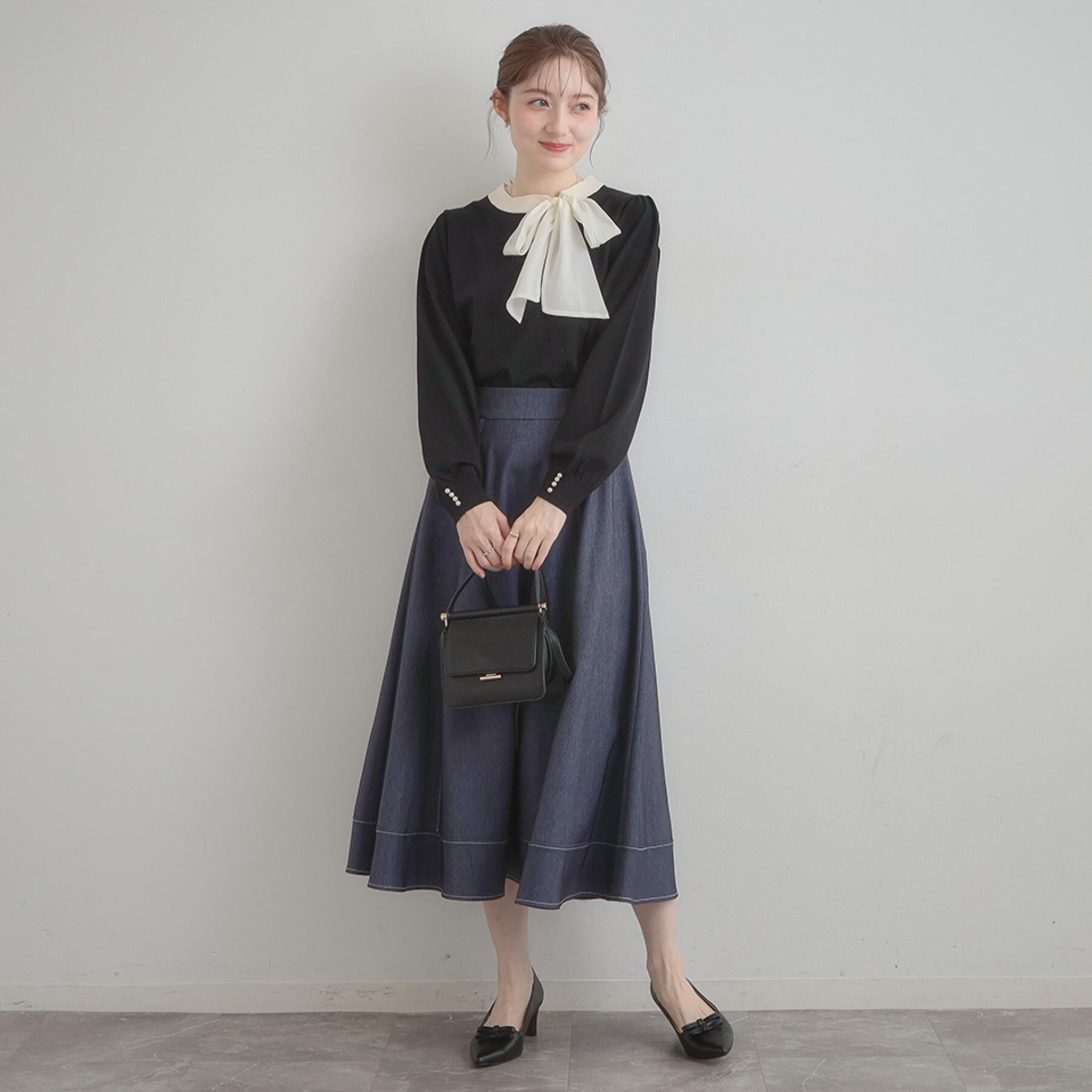 Couture broach「【洗える・着映え】オーガンジーリボンタイ ニット」|ニット・セーター|