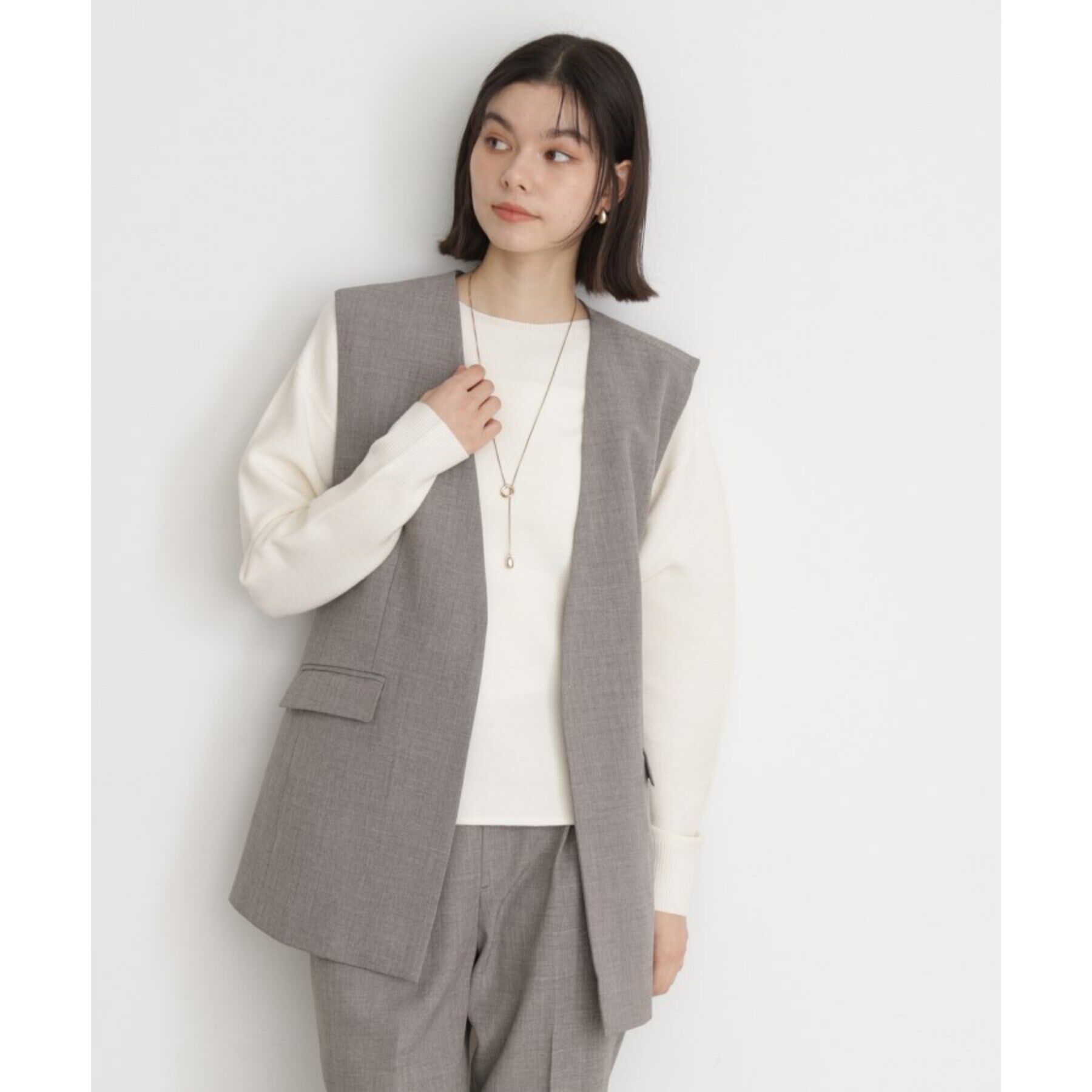 THE SHOP TK「【セットアップ可】リサイクルシャークスキンジレ/洗える」|ベスト・ジレ|