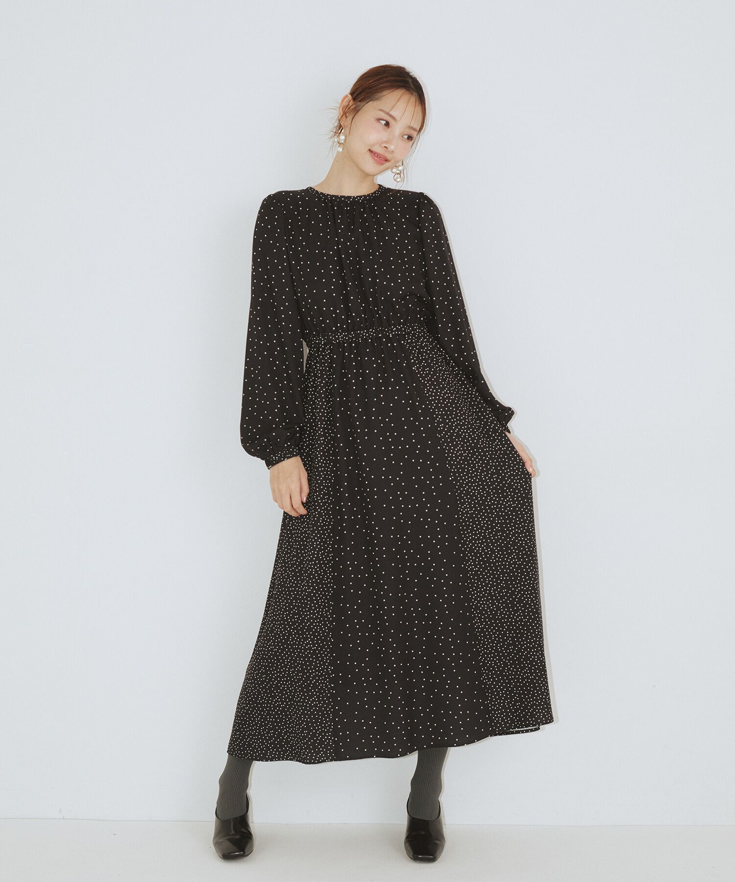  「ミックスドットワンピース」|ワンピース|ブラック1