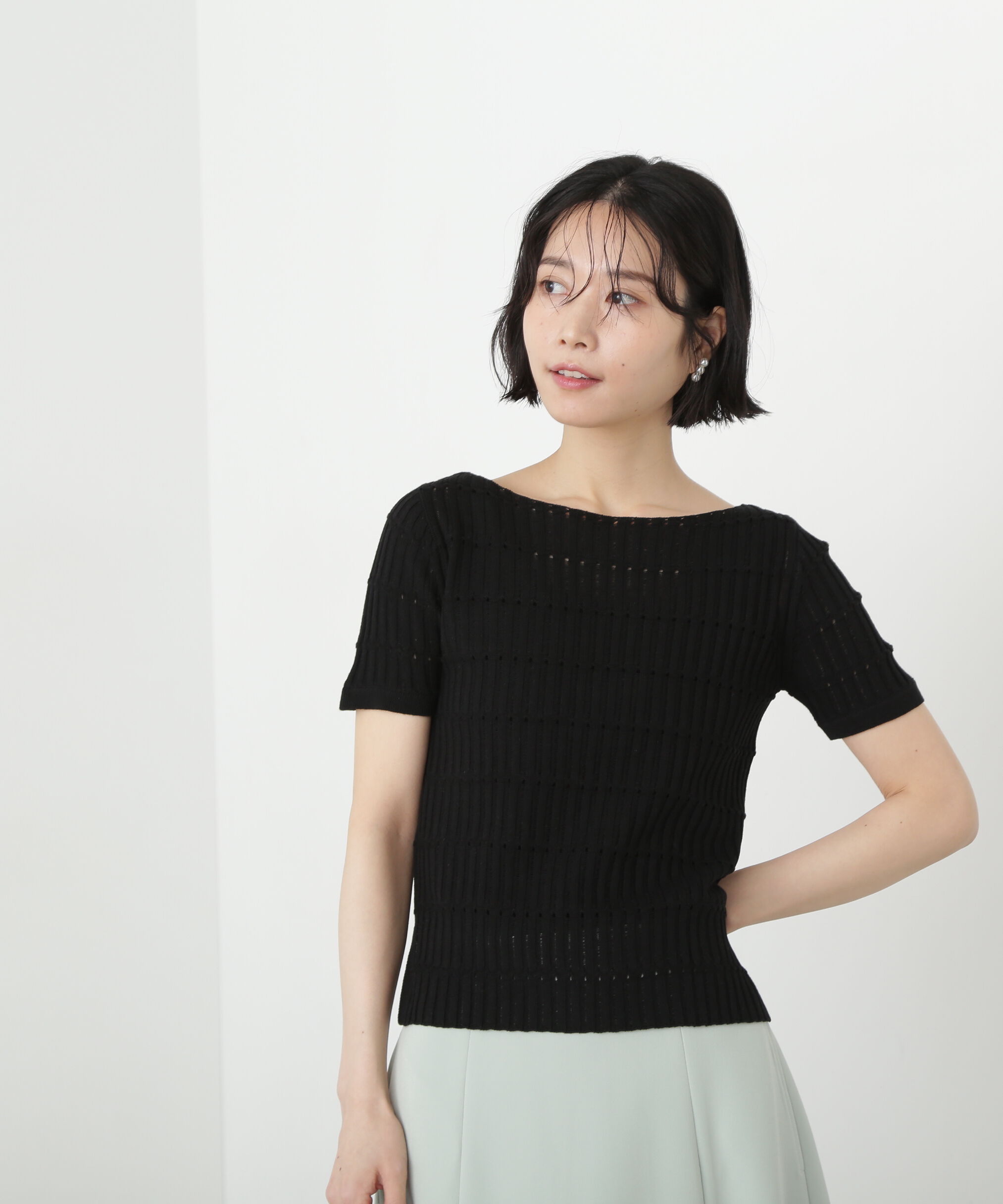  「ハリヌキ変形リブニット」|ニット・セーター|