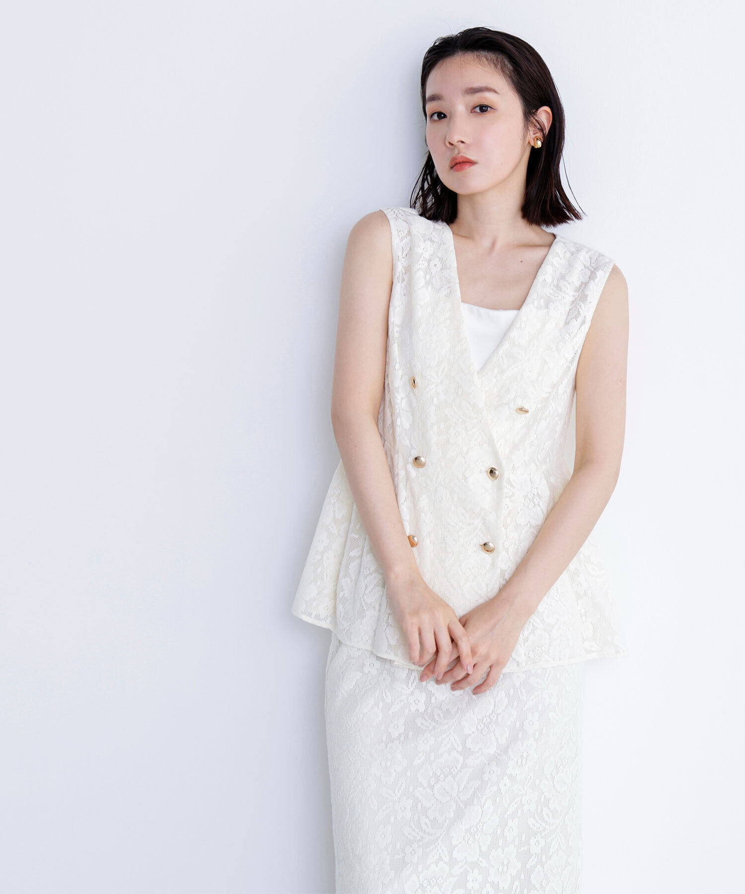  「メッシュレース SETUP ジレ」|ブルゾン・スタジャン|エクリュ1