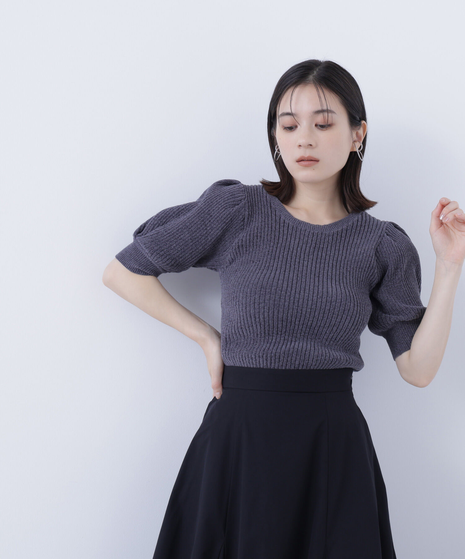  「ギャザースリーブモールニット」|ニット・セーター|