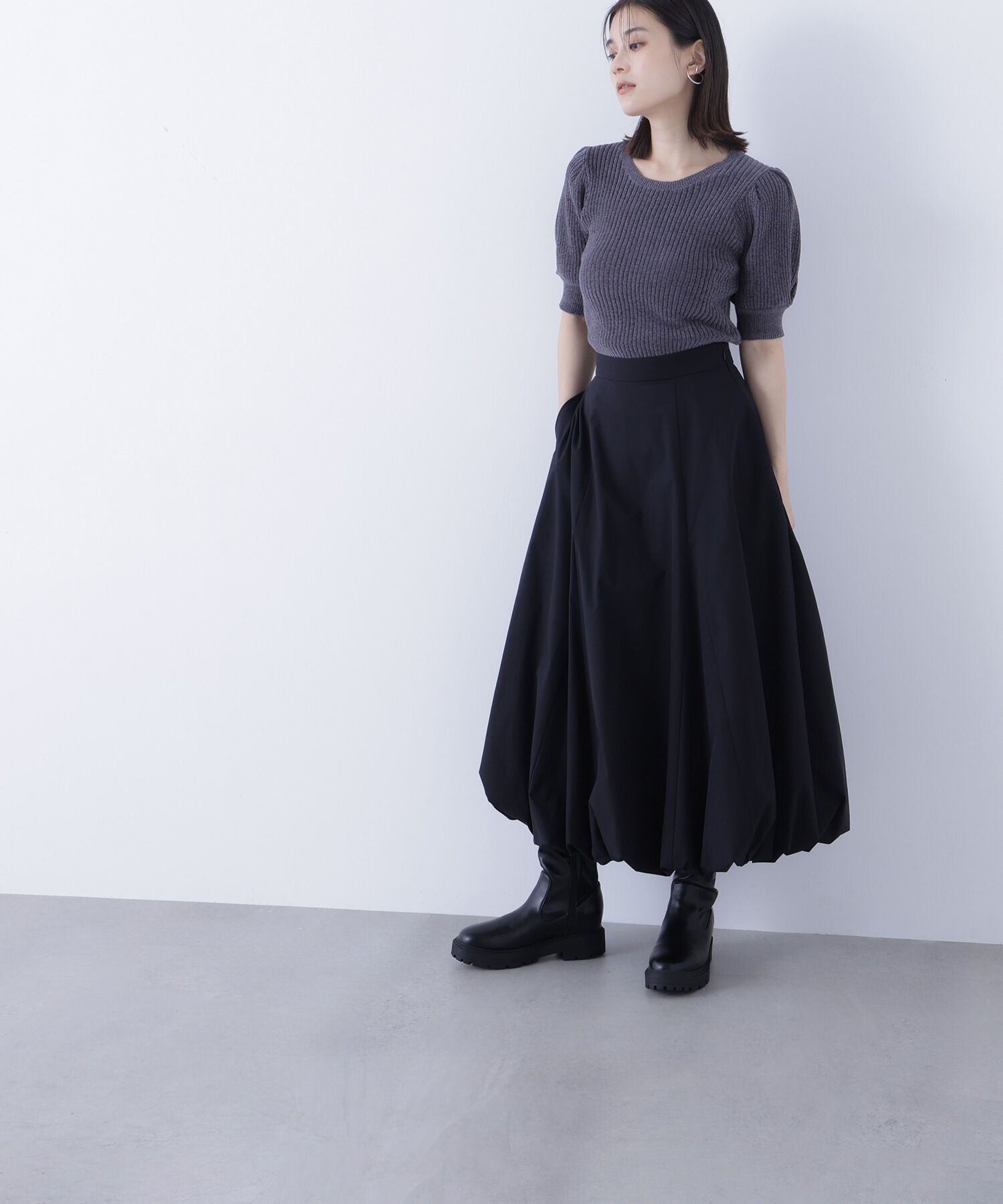  「ギャザースリーブモールニット」|ニット・セーター|