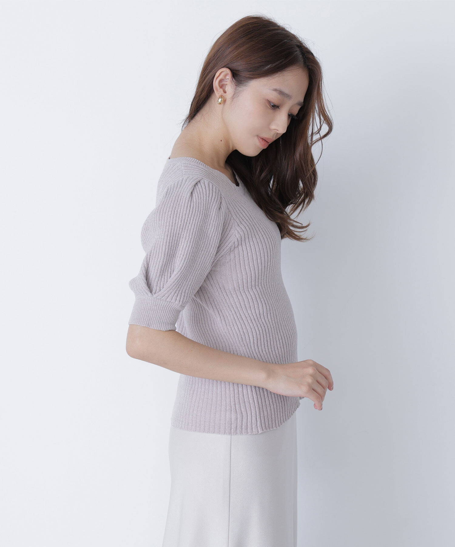  「ギャザースリーブモールニット」|ニット・セーター|