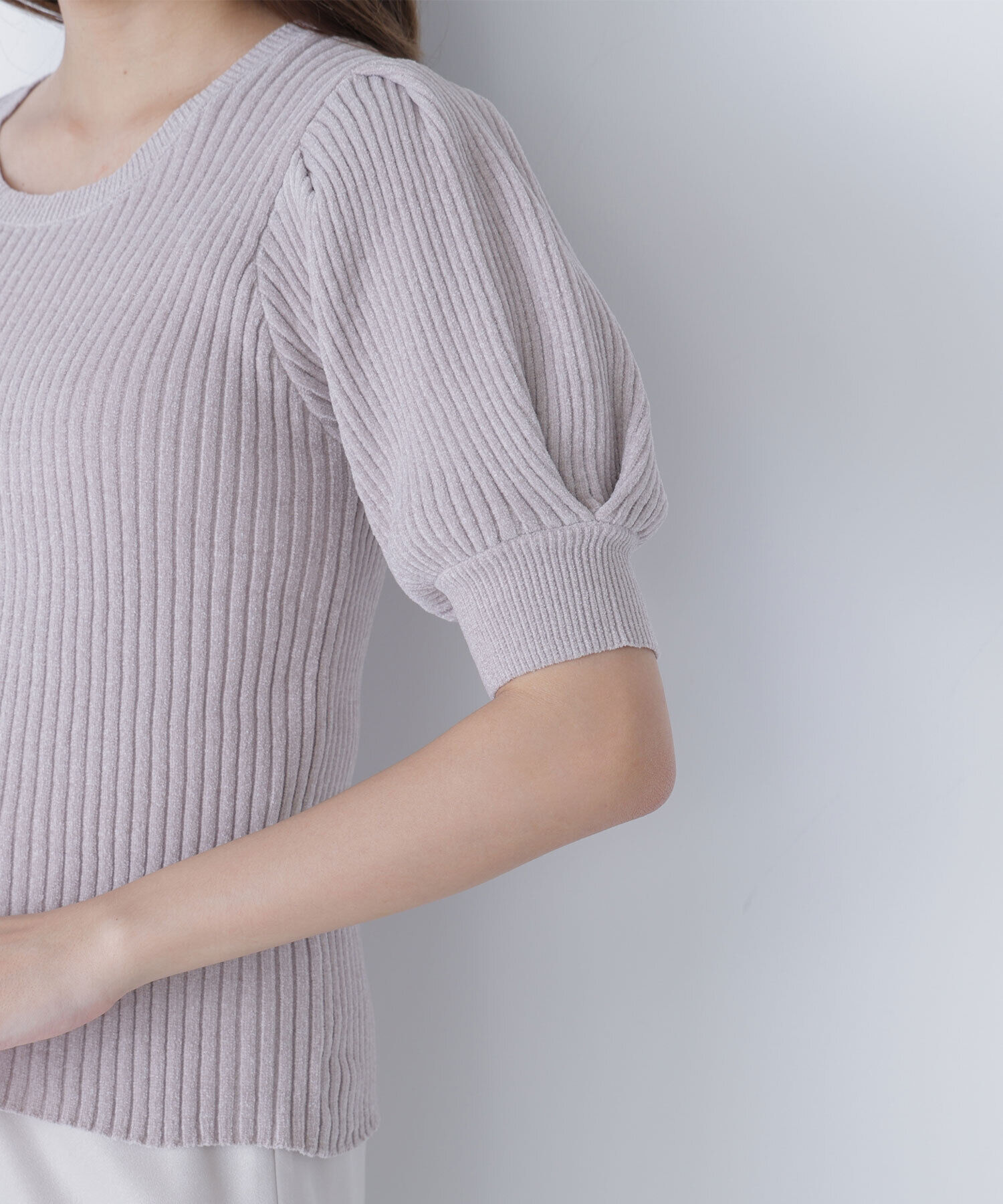  「ギャザースリーブモールニット」|ニット・セーター|