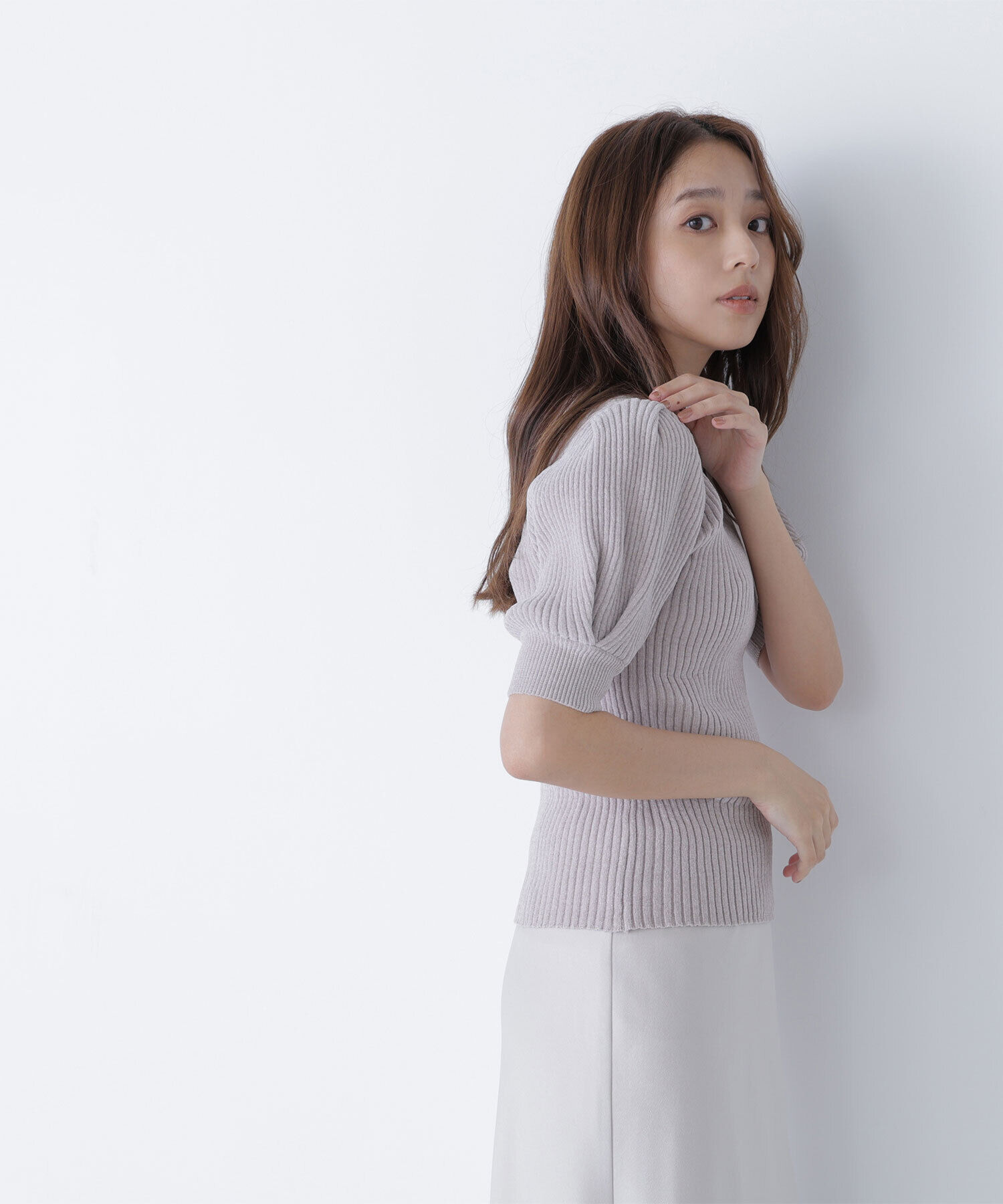 「ギャザースリーブモールニット」|ニット・セーター|