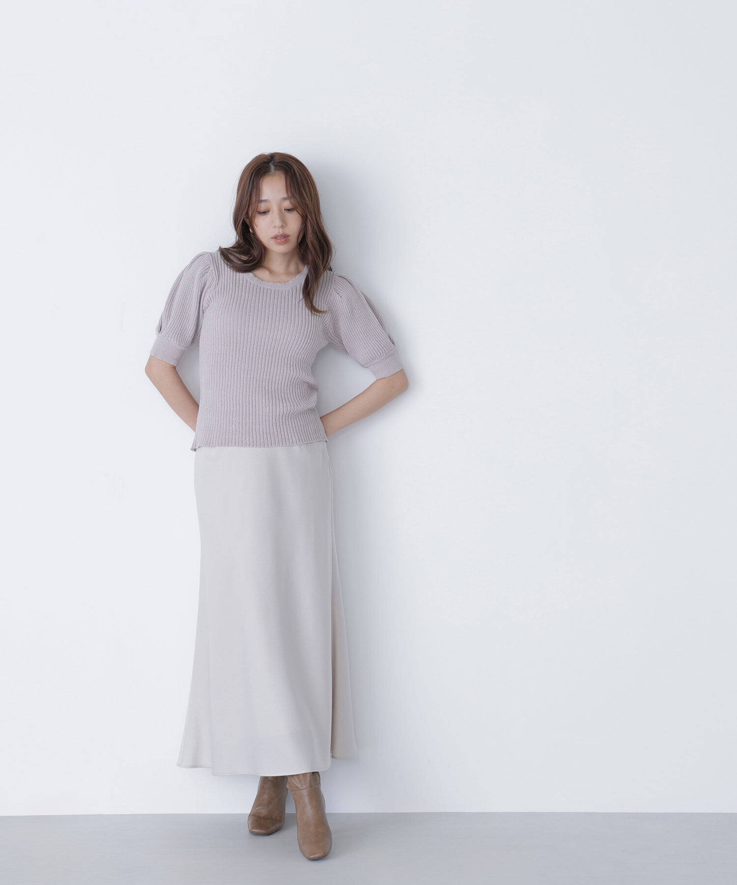  「ギャザースリーブモールニット」|ニット・セーター|
