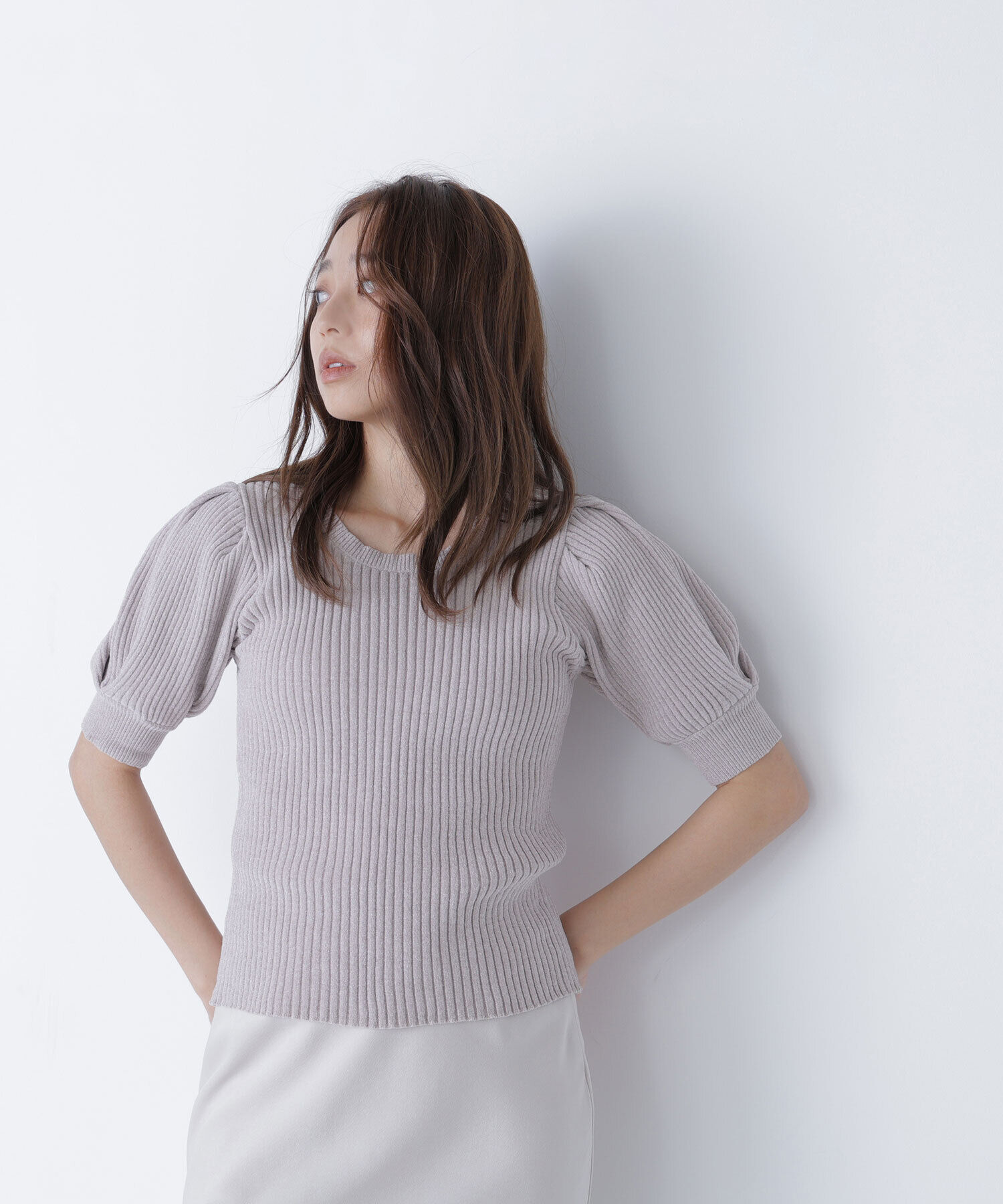  「ギャザースリーブモールニット」|ニット・セーター|