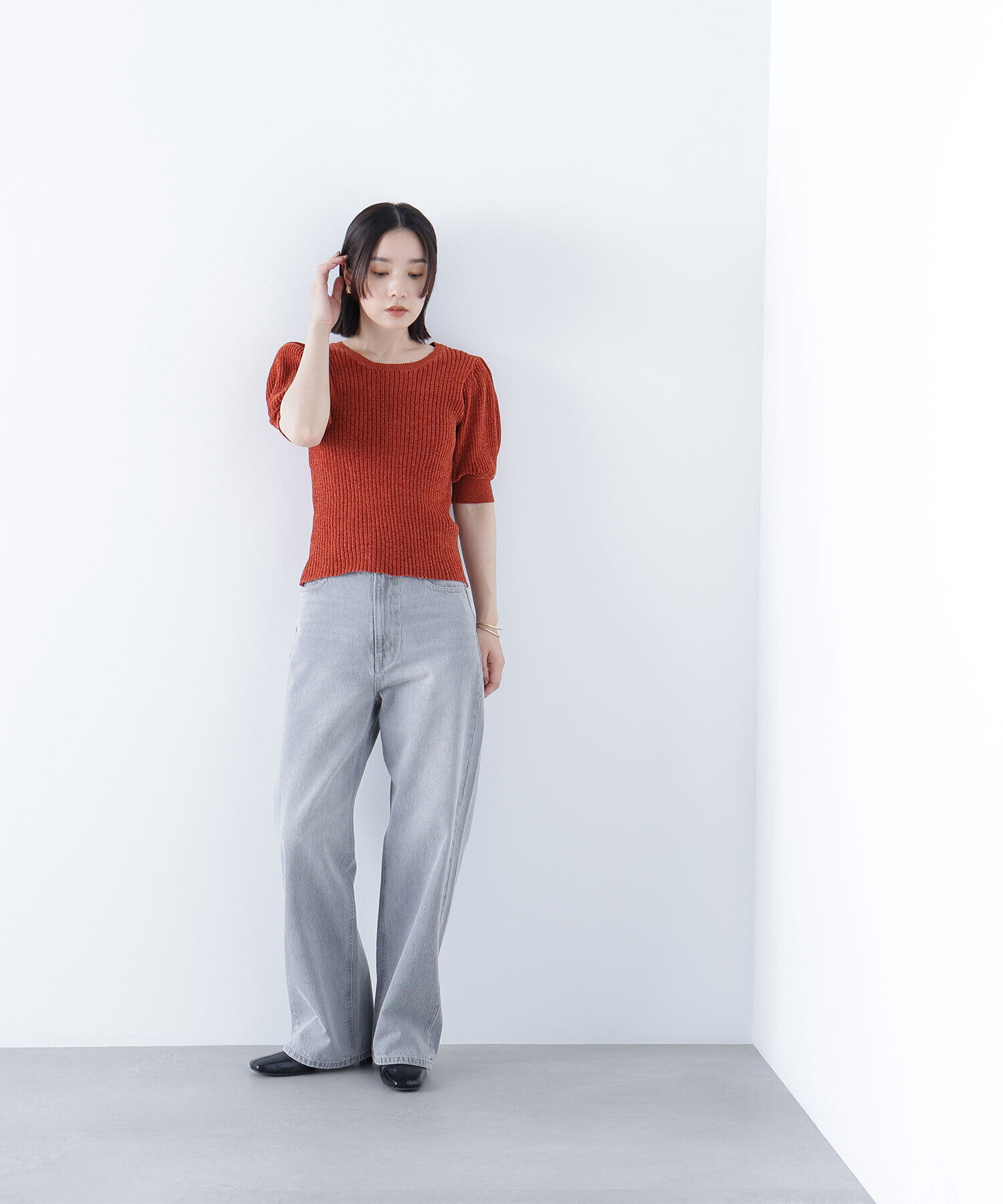  「ギャザースリーブモールニット」|ニット・セーター|