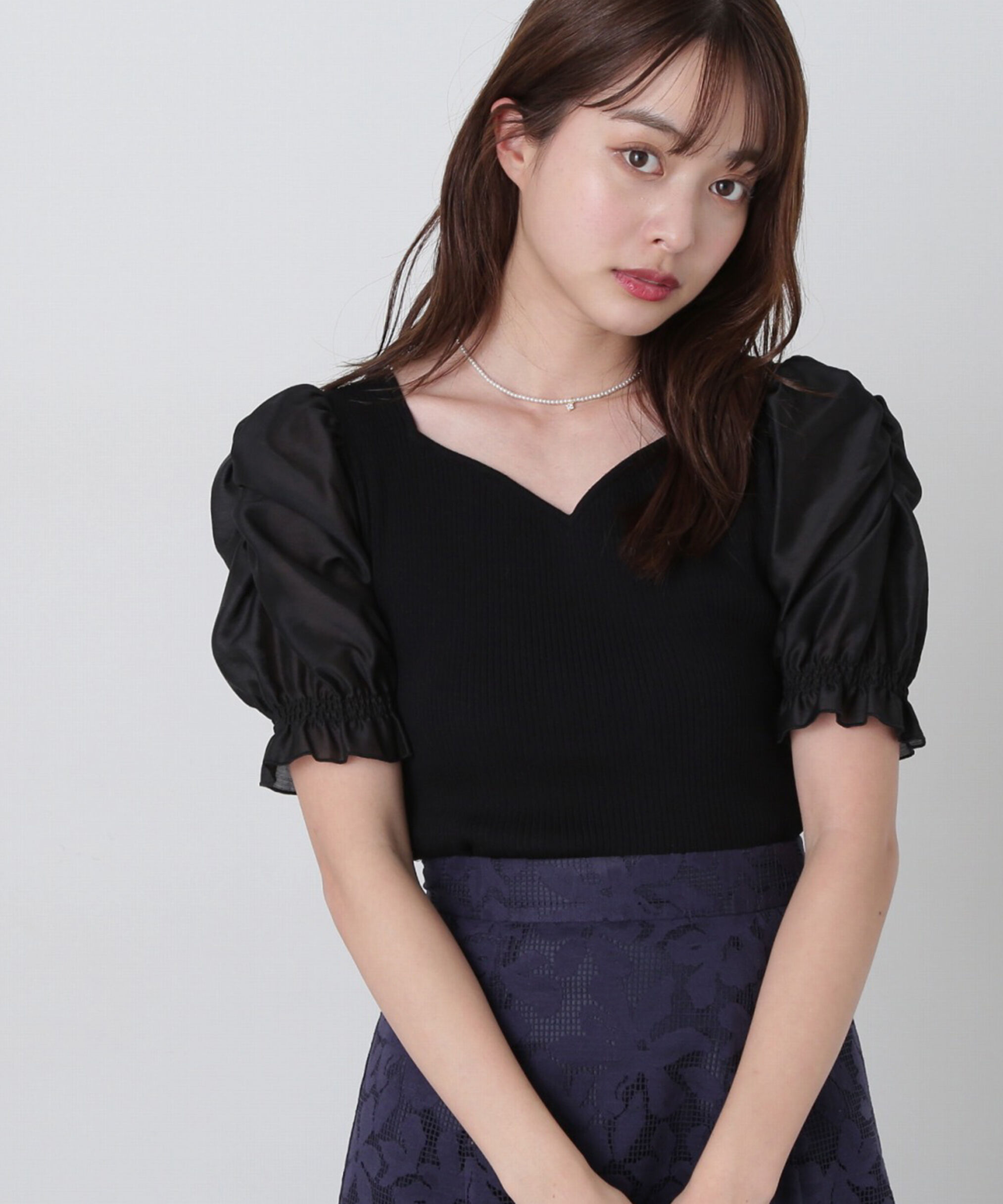 PROPORTION BODY DRESSING「シアーギャザースリーブニット」|ニット・セーター|