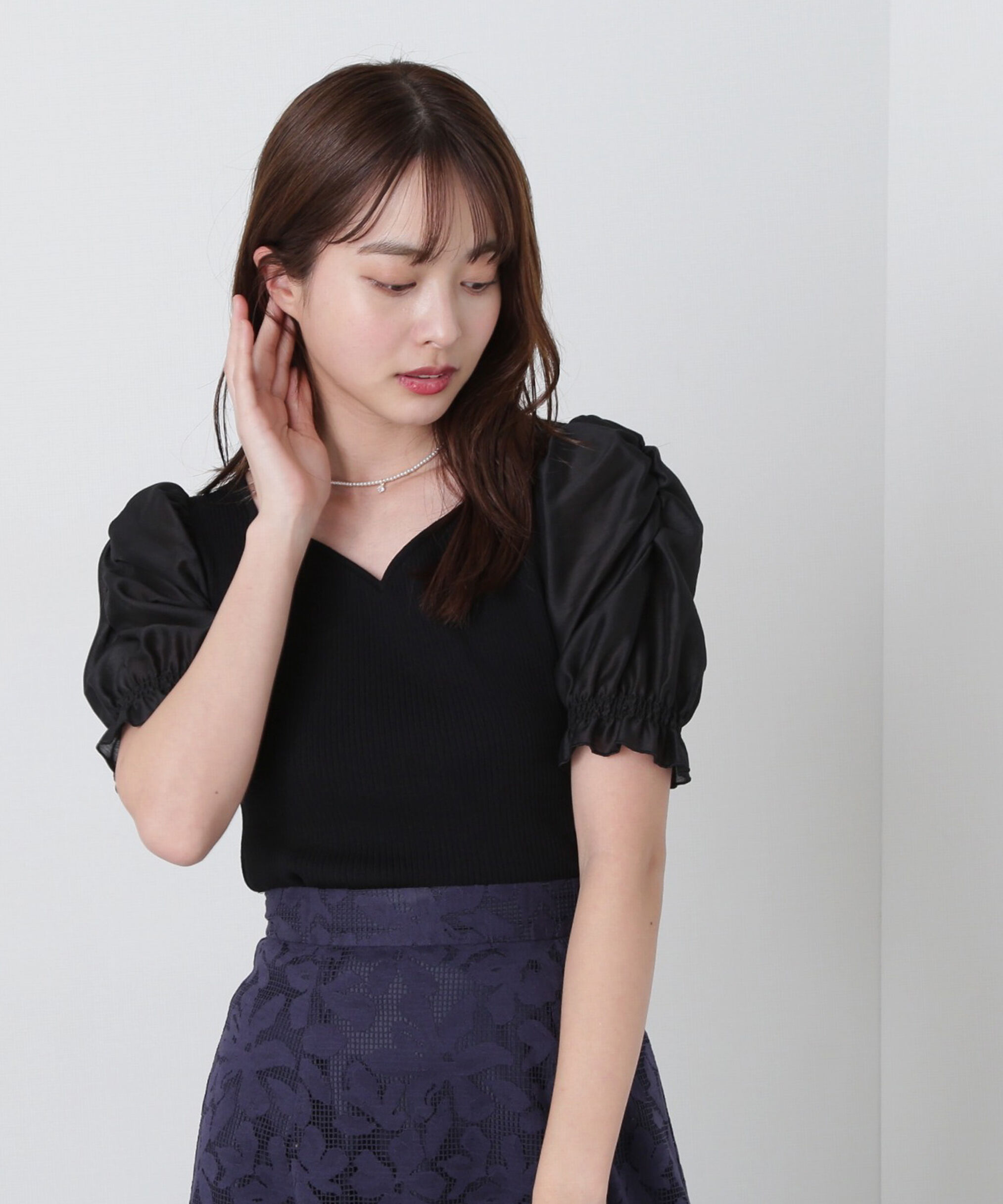 PROPORTION BODY DRESSING「シアーギャザースリーブニット」|ニット・セーター|