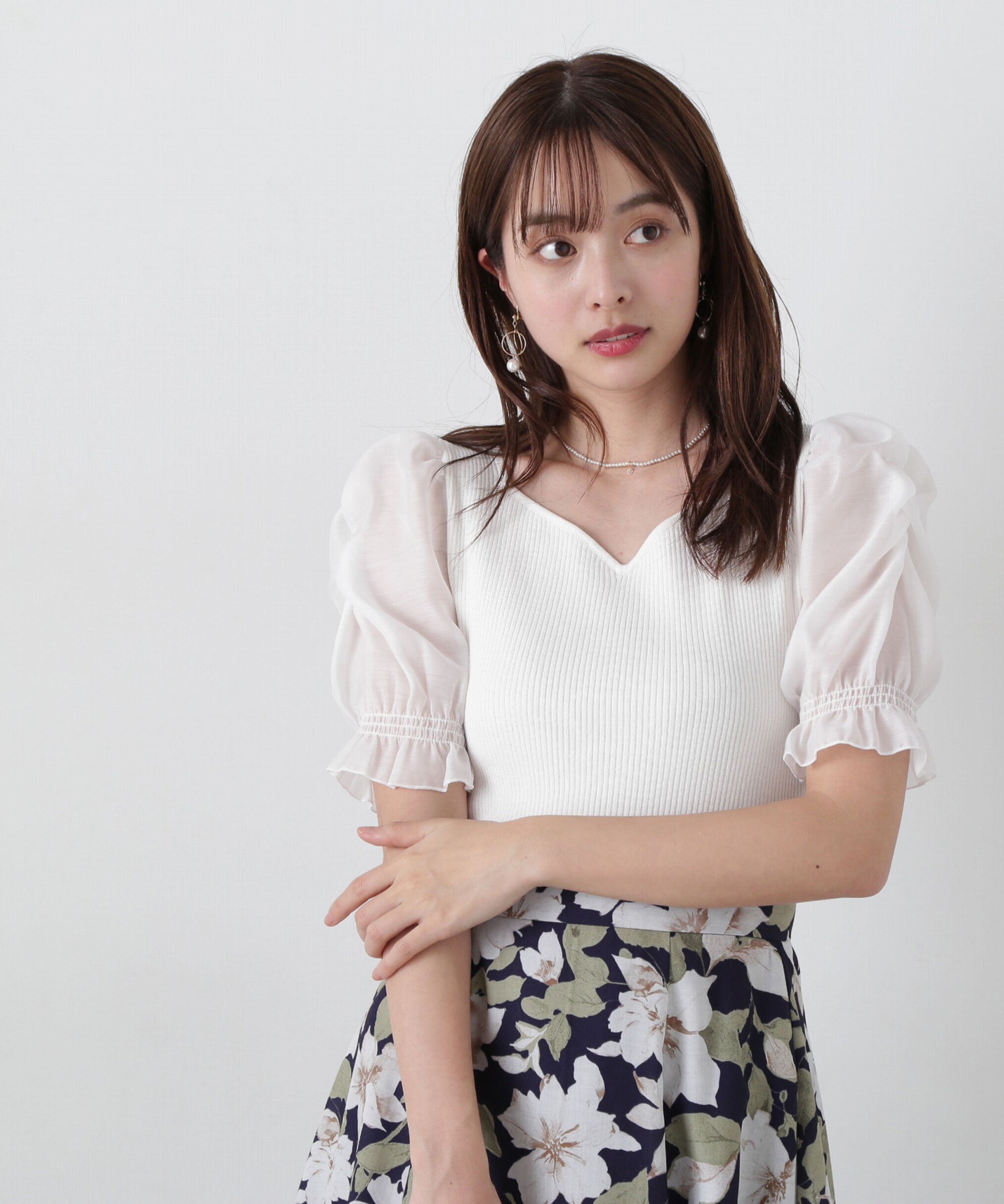 PROPORTION BODY DRESSING「シアーギャザースリーブニット」|ニット・セーター|