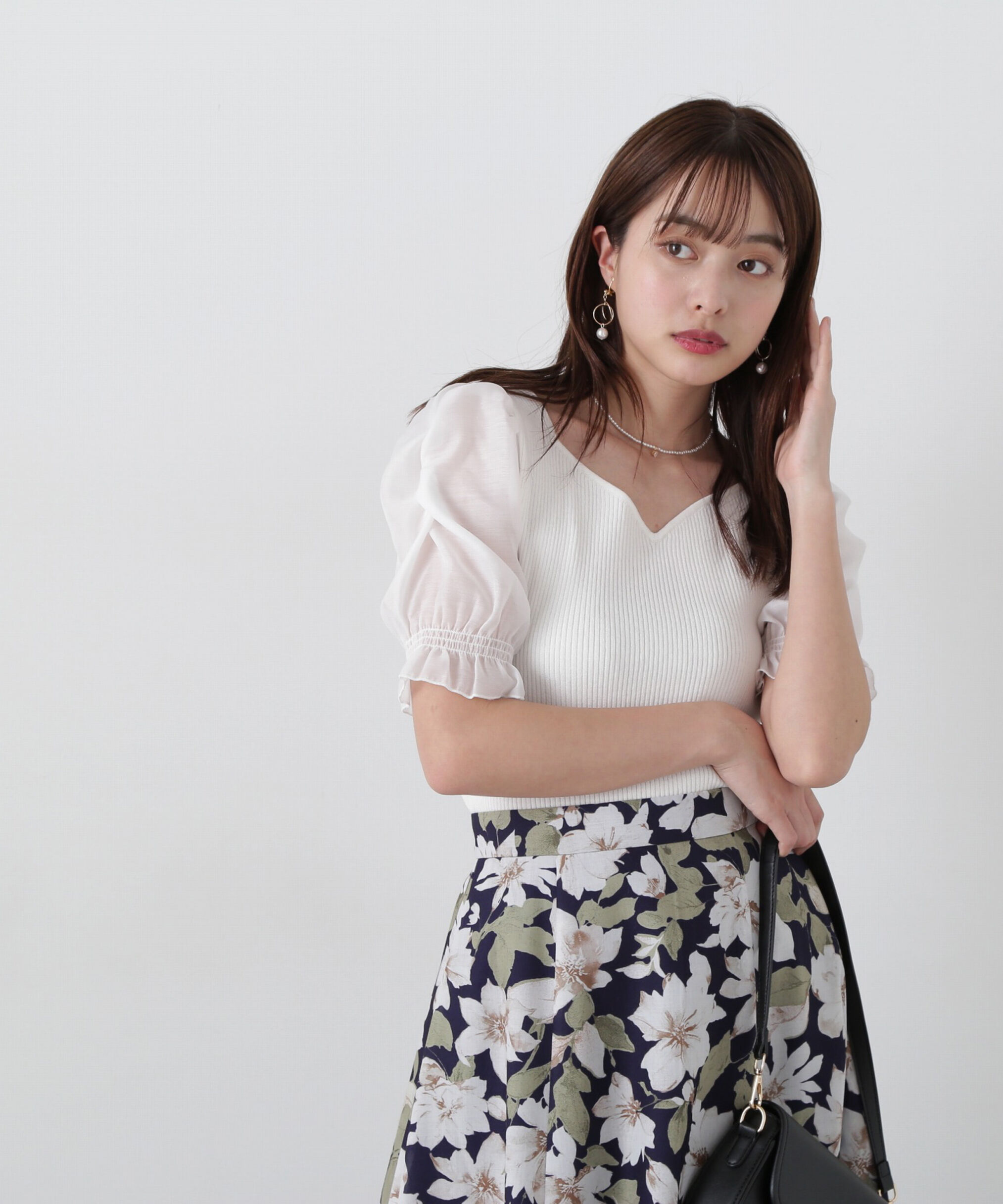 PROPORTION BODY DRESSING「シアーギャザースリーブニット」|ニット・セーター|