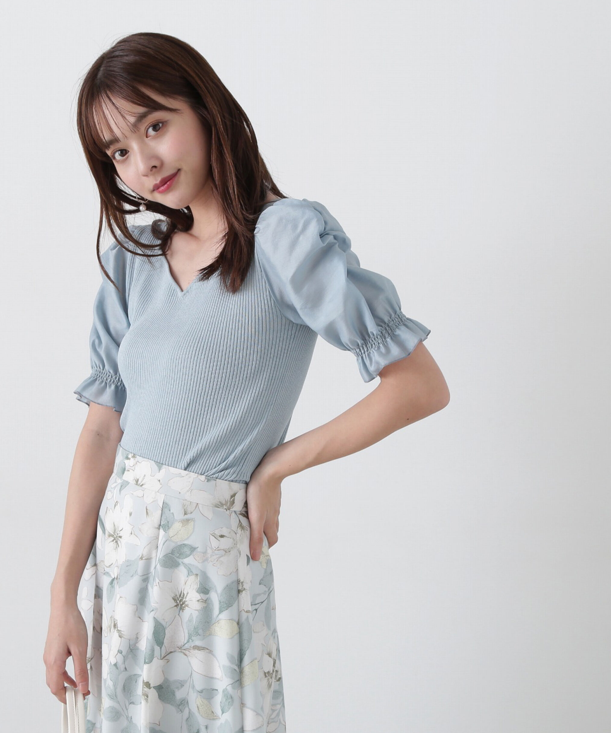 PROPORTION BODY DRESSING「シアーギャザースリーブニット」|ニット・セーター|ミント