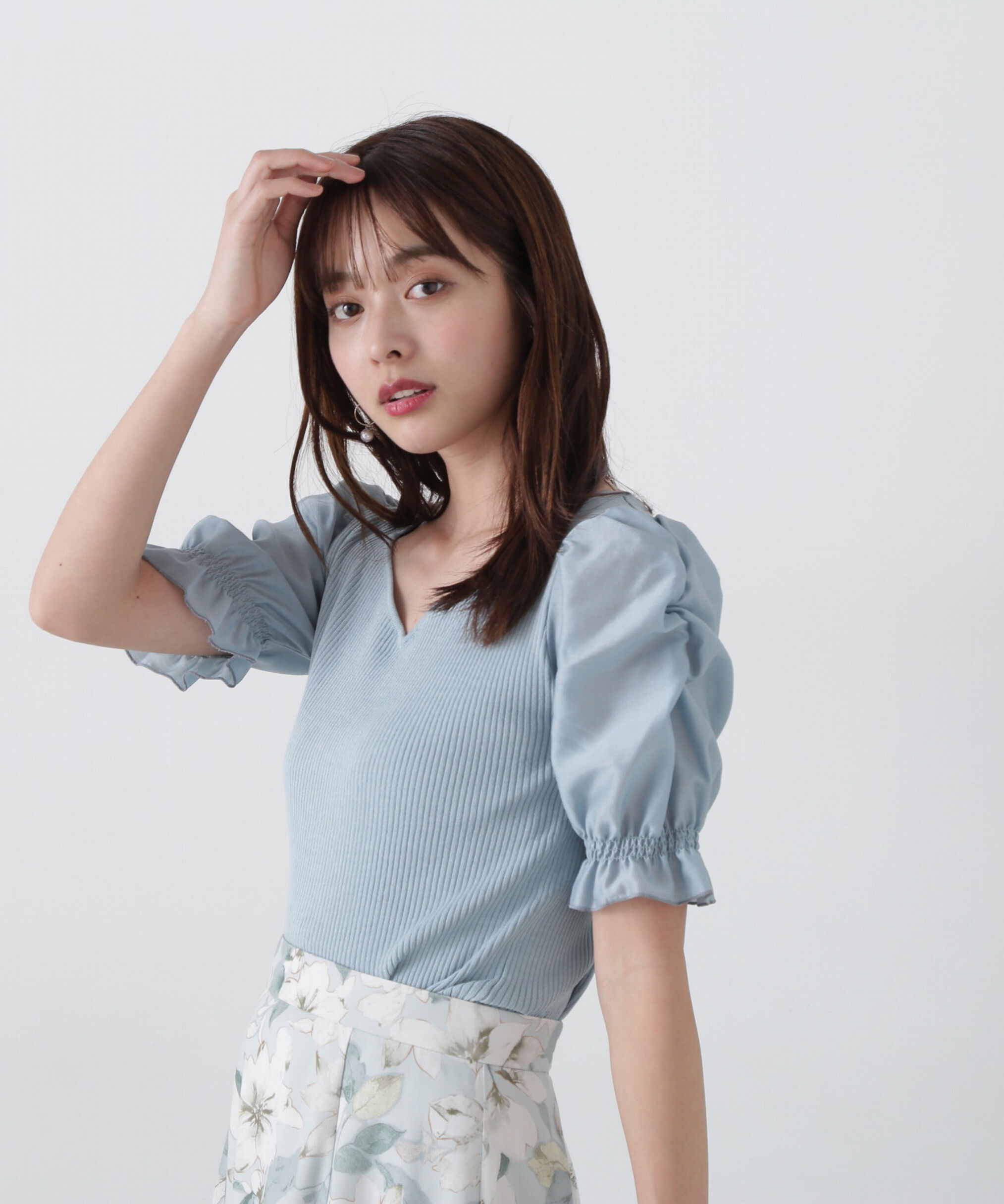 PROPORTION BODY DRESSING「シアーギャザースリーブニット」|ニット・セーター|