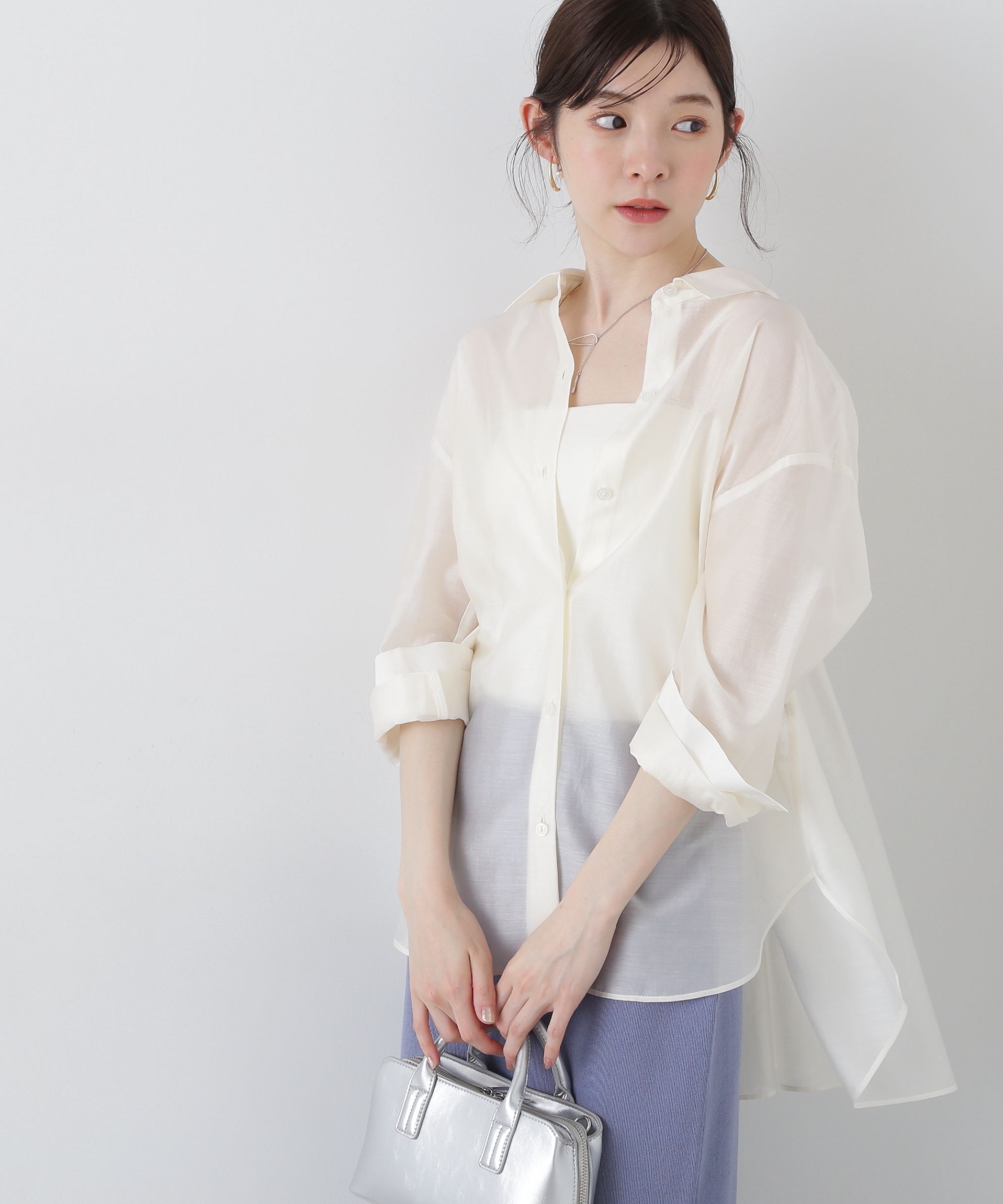 PROPORTION BODY DRESSING「シアーシャーリングブラウス」|シャツ・ブラウス|ホワイト