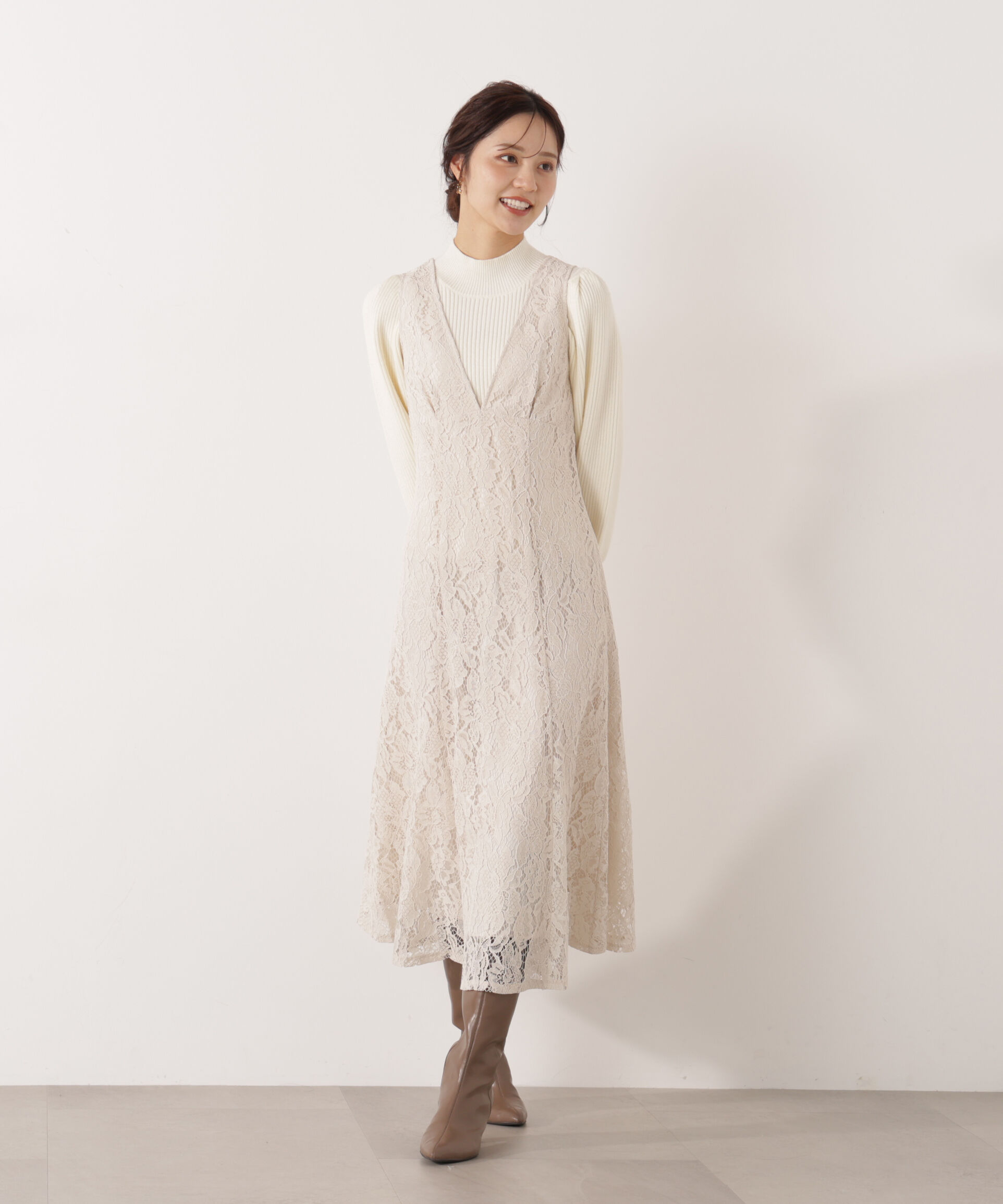 PROPORTION BODY DRESSING「Vネックレースジャンスカ 26SS」|ワンピース|