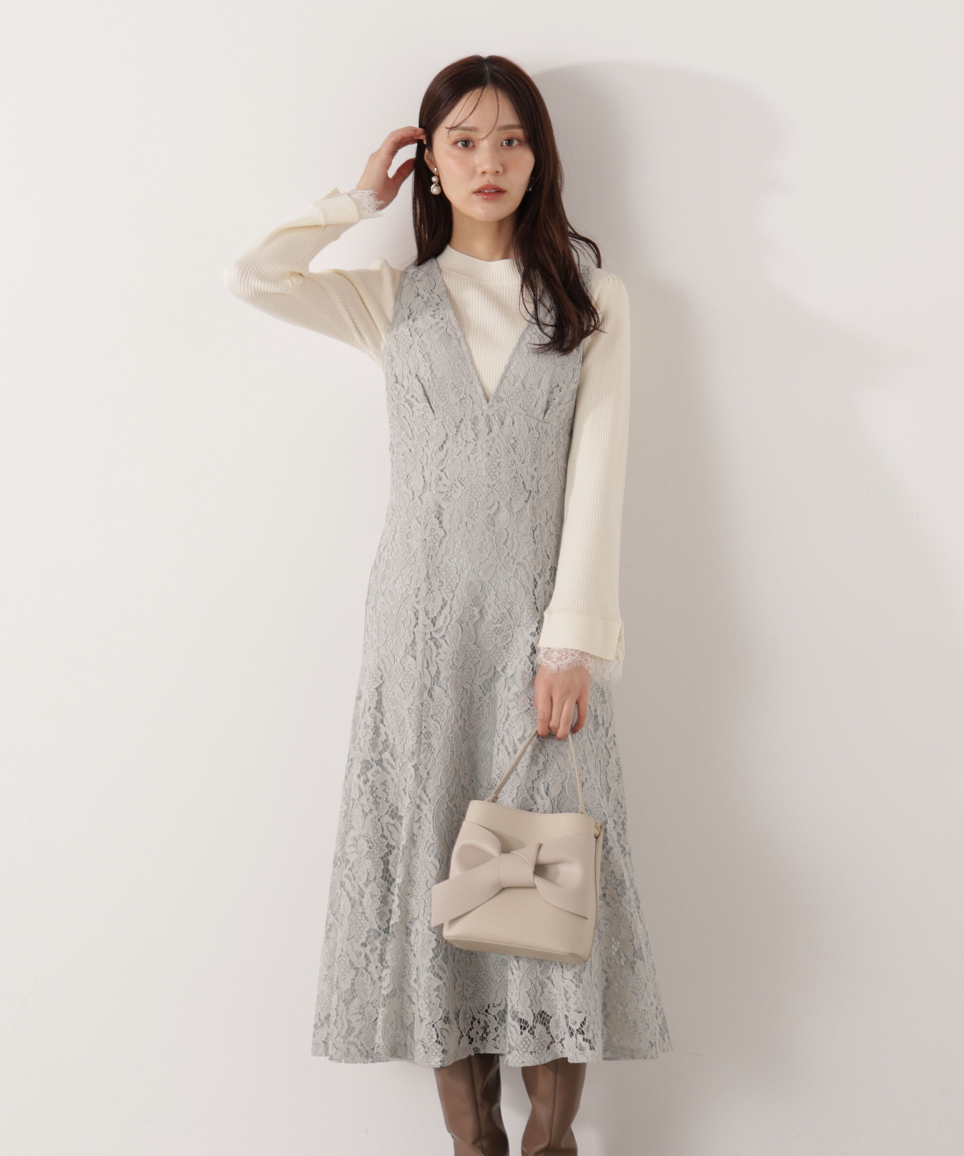 PROPORTION BODY DRESSING「Vネックレースジャンスカ 26SS」|ワンピース|