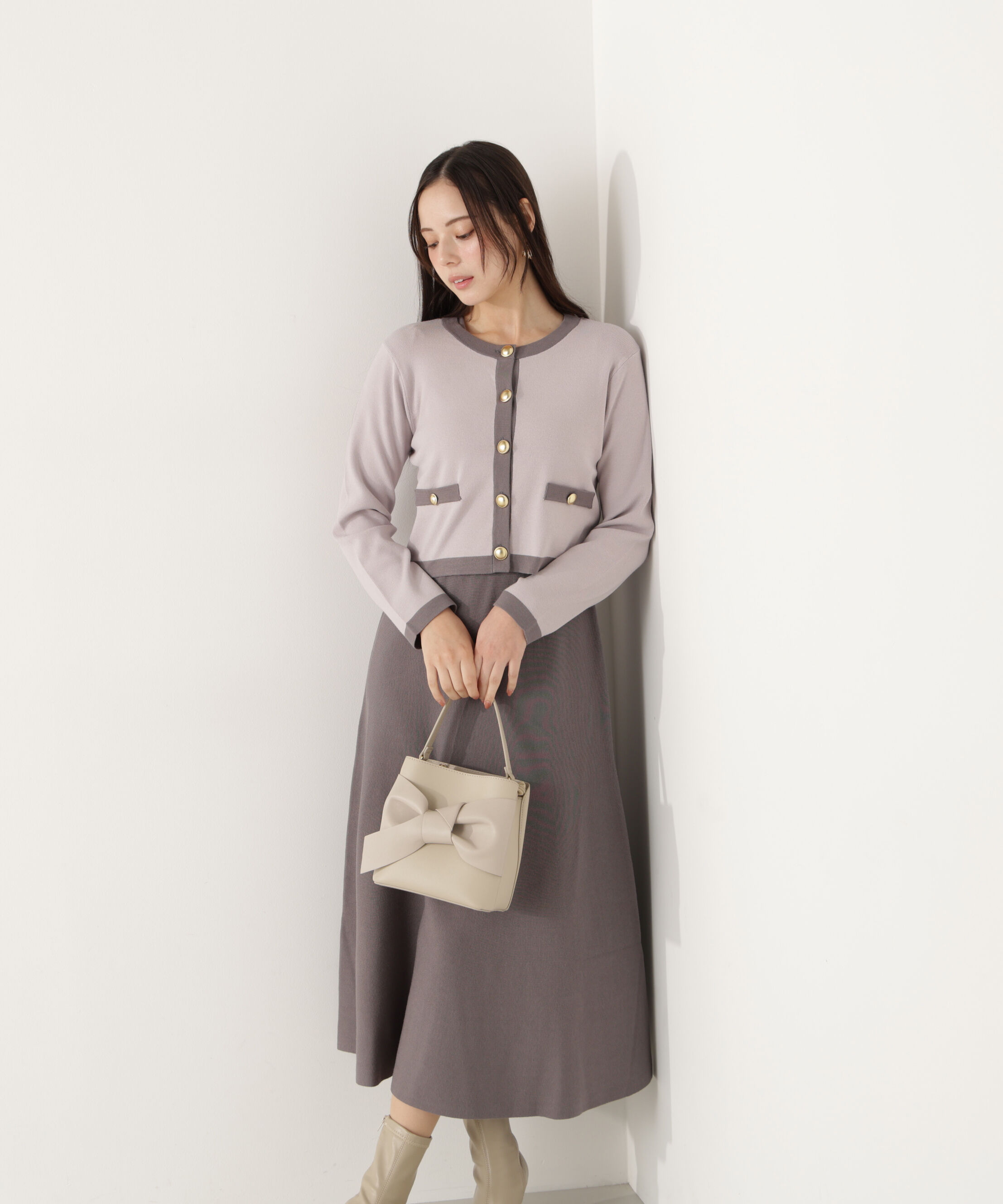 PROPORTION BODY DRESSING「バイカラーカーデセットアップ」|ワンピース|