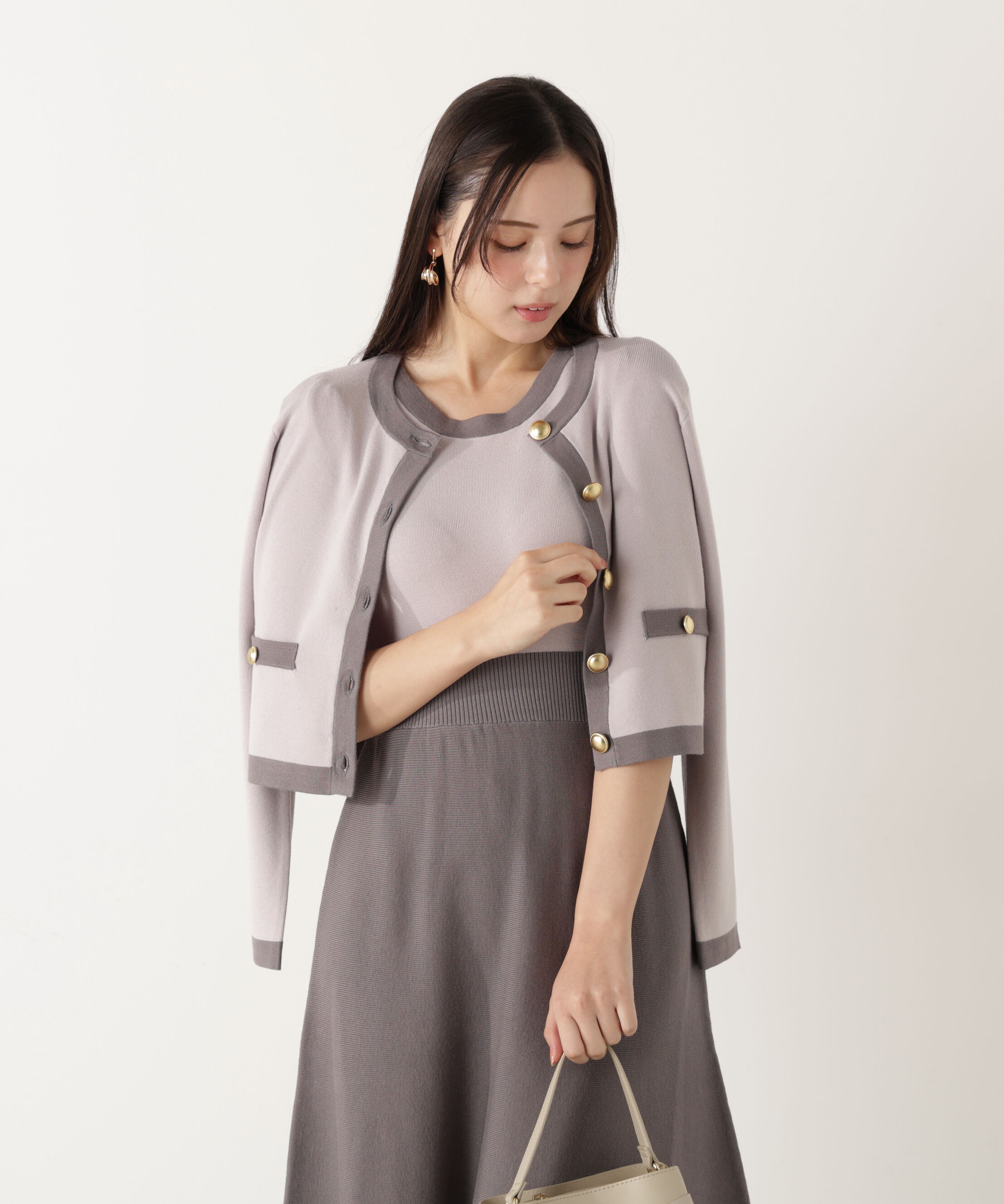 PROPORTION BODY DRESSING「バイカラーカーデセットアップ」|ワンピース|